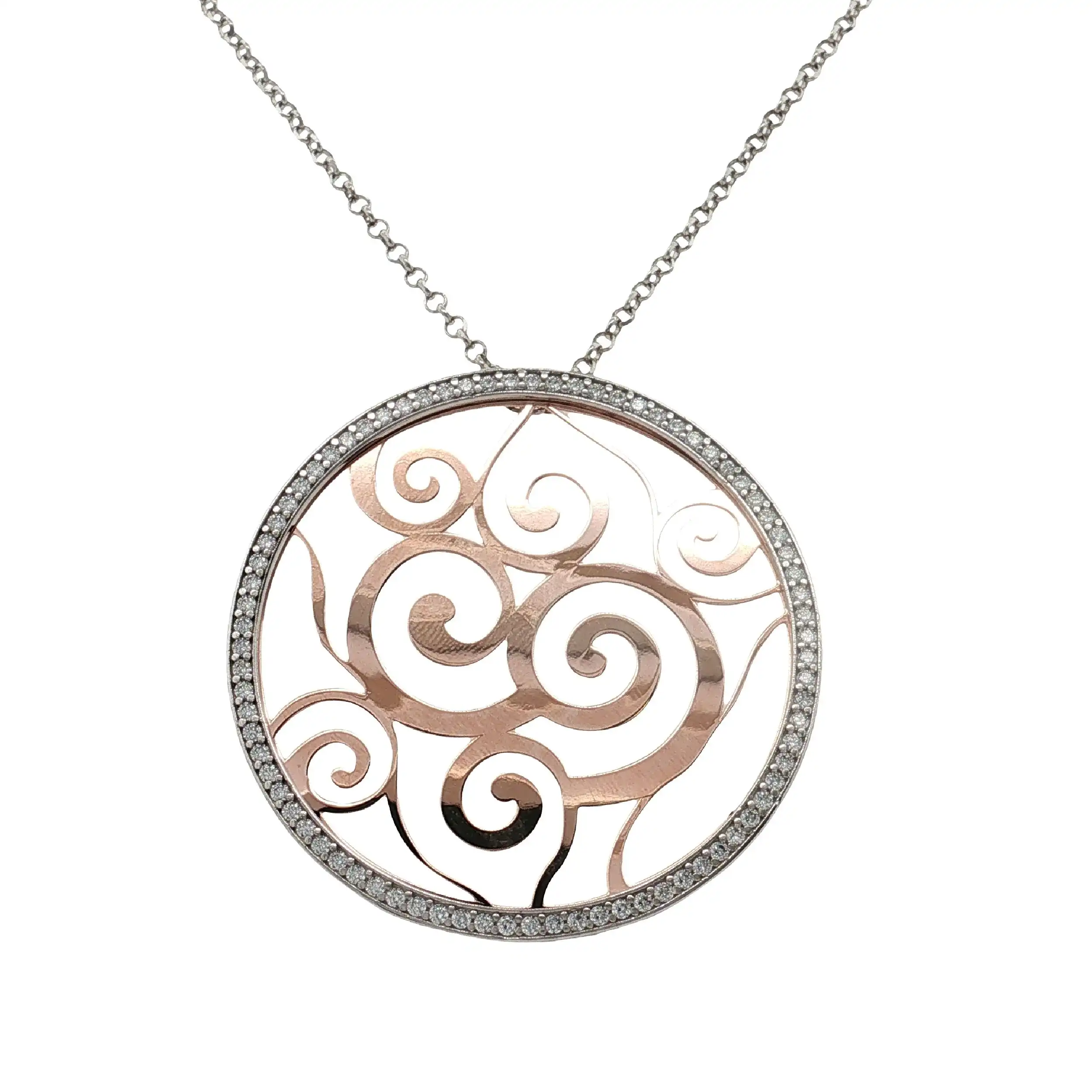 Kette mit Anhänger Mediterraneo Silber teilvergoldet mit Zirkonia