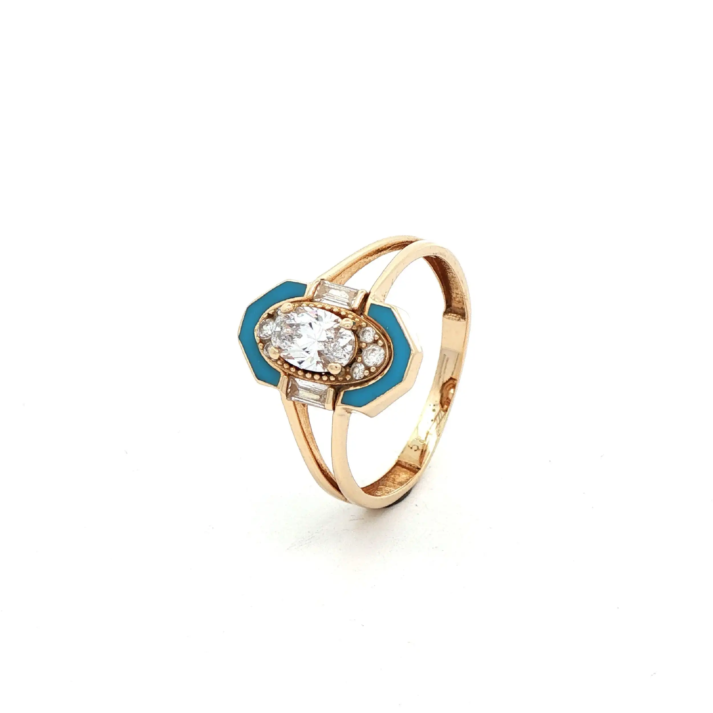 Ring Gelbgold mit Zirkonia und blauen Elementen