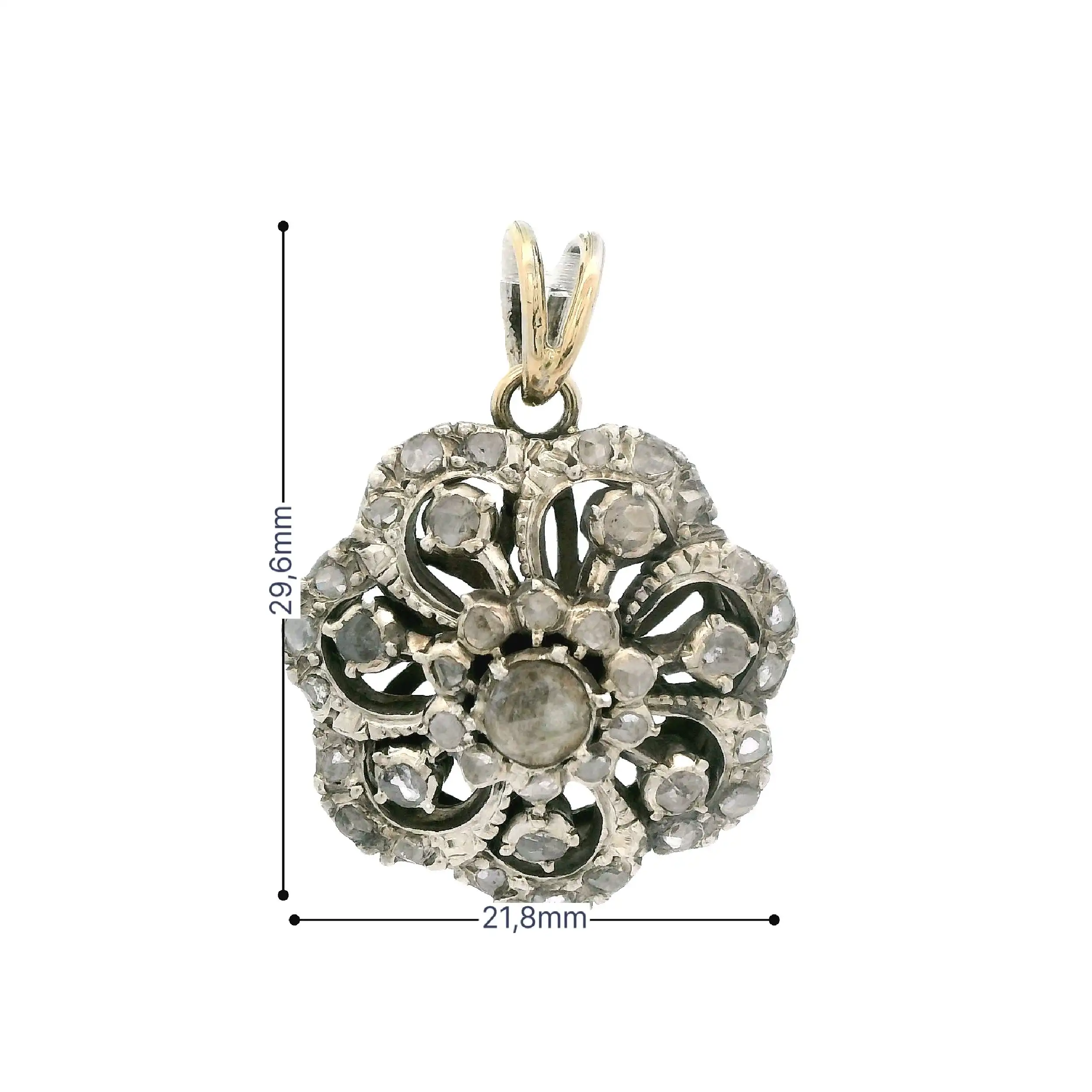 Anhänger Bicolor Blume mit rosen Diamanten Anhänger Bicolor Blume mit rosen Diamanten