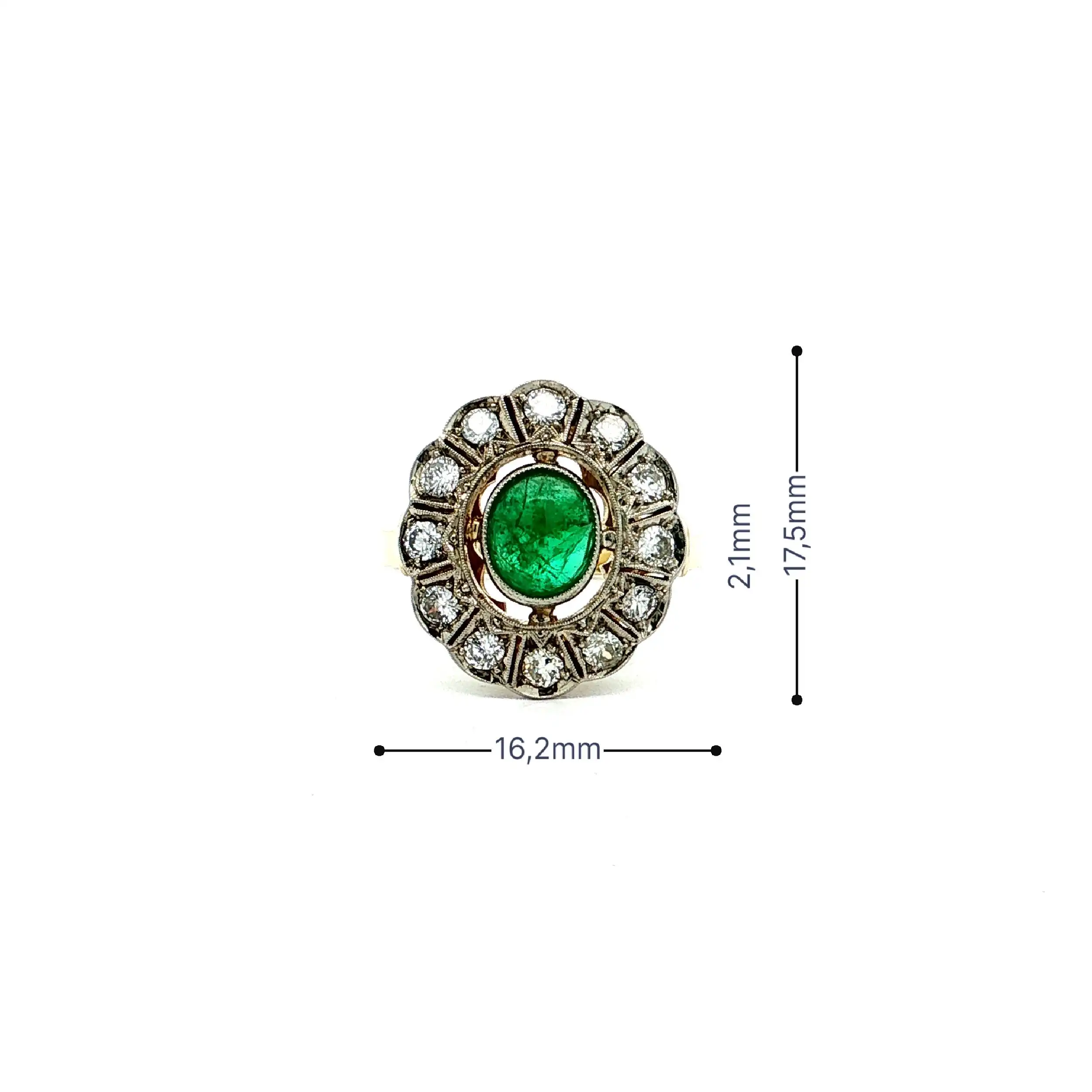 Ring Bicolor mit Smaragd Cabochon & Brillanten