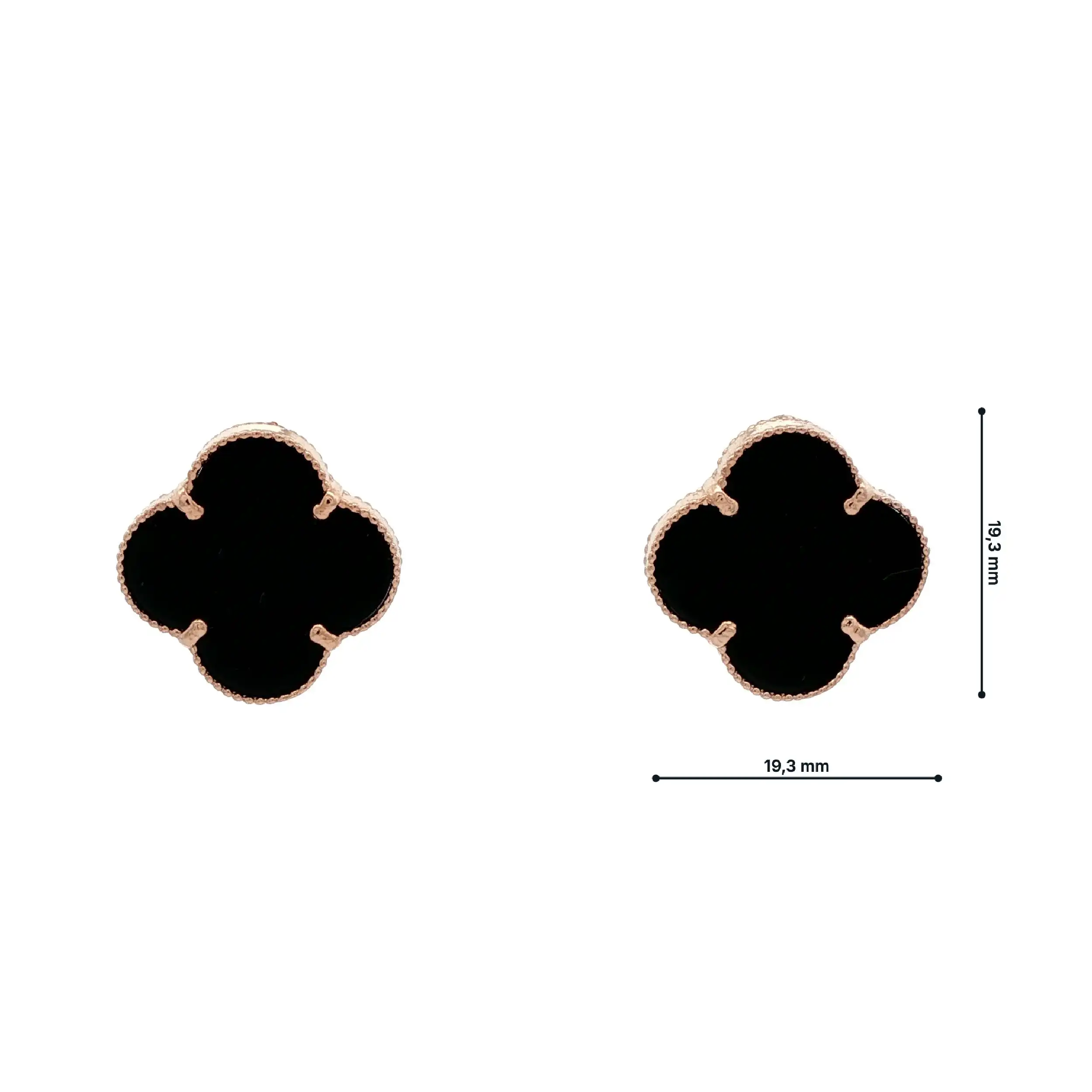 Ohrhänger Rotgold Kleeblatt mit schwarzen Elementen Ohrhänger Rotgold Kleeblatt mit schwarzen Elementen