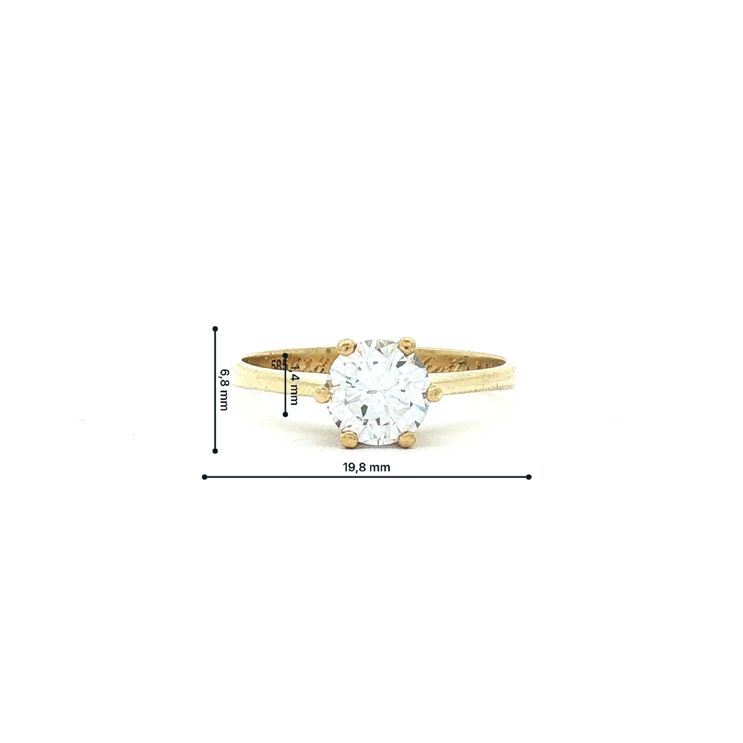 Ring Gelbgold mit Brillant Solitär, graviert mit 0,99ct