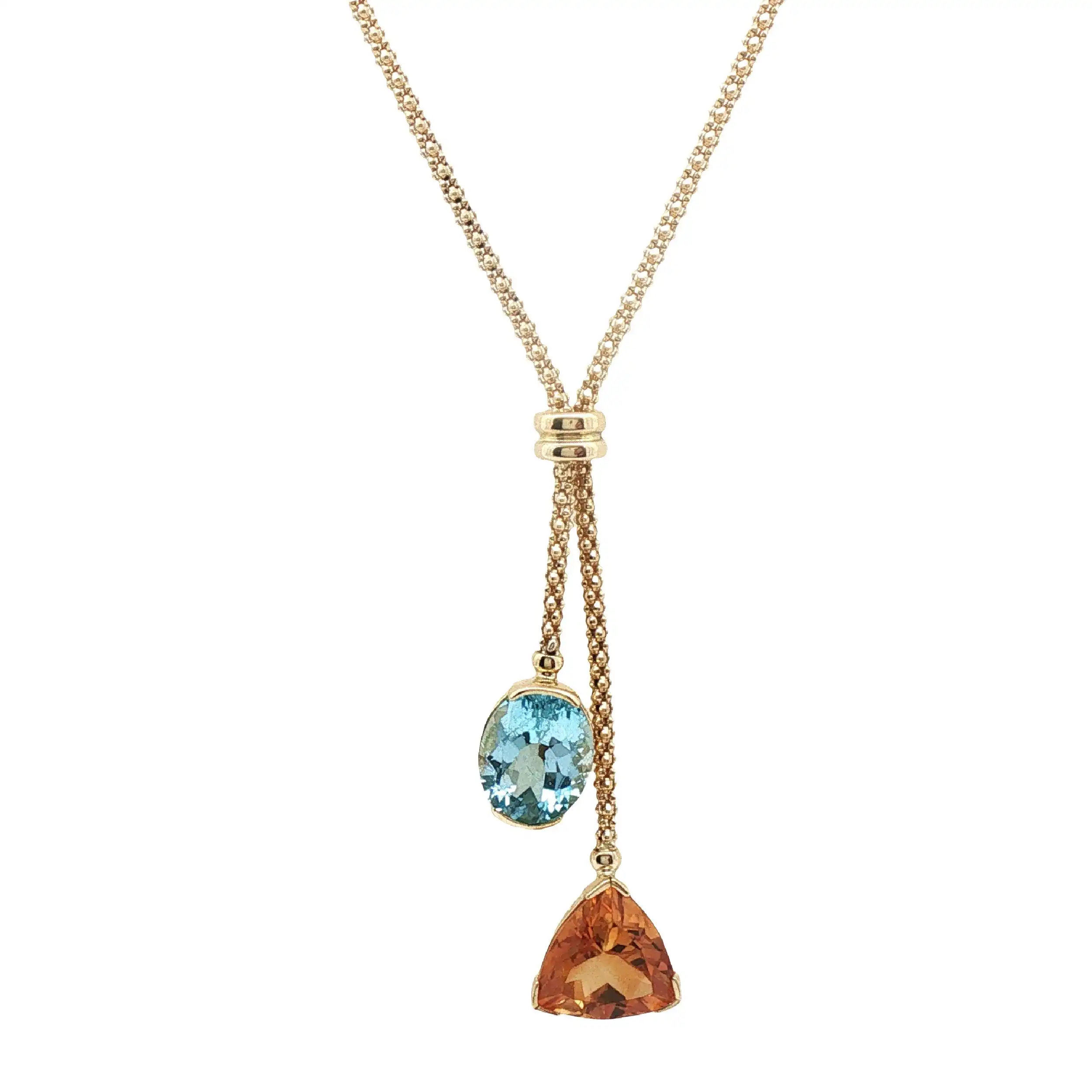 Collier Gelbgold Y mit Citrin und Topas