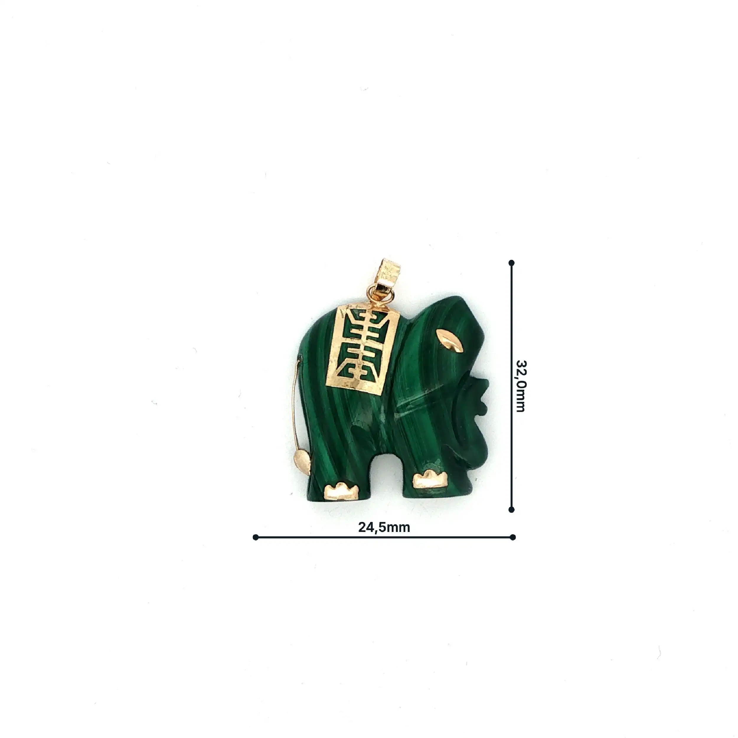 Anhänger Gelbgold Elefant aus Malachit