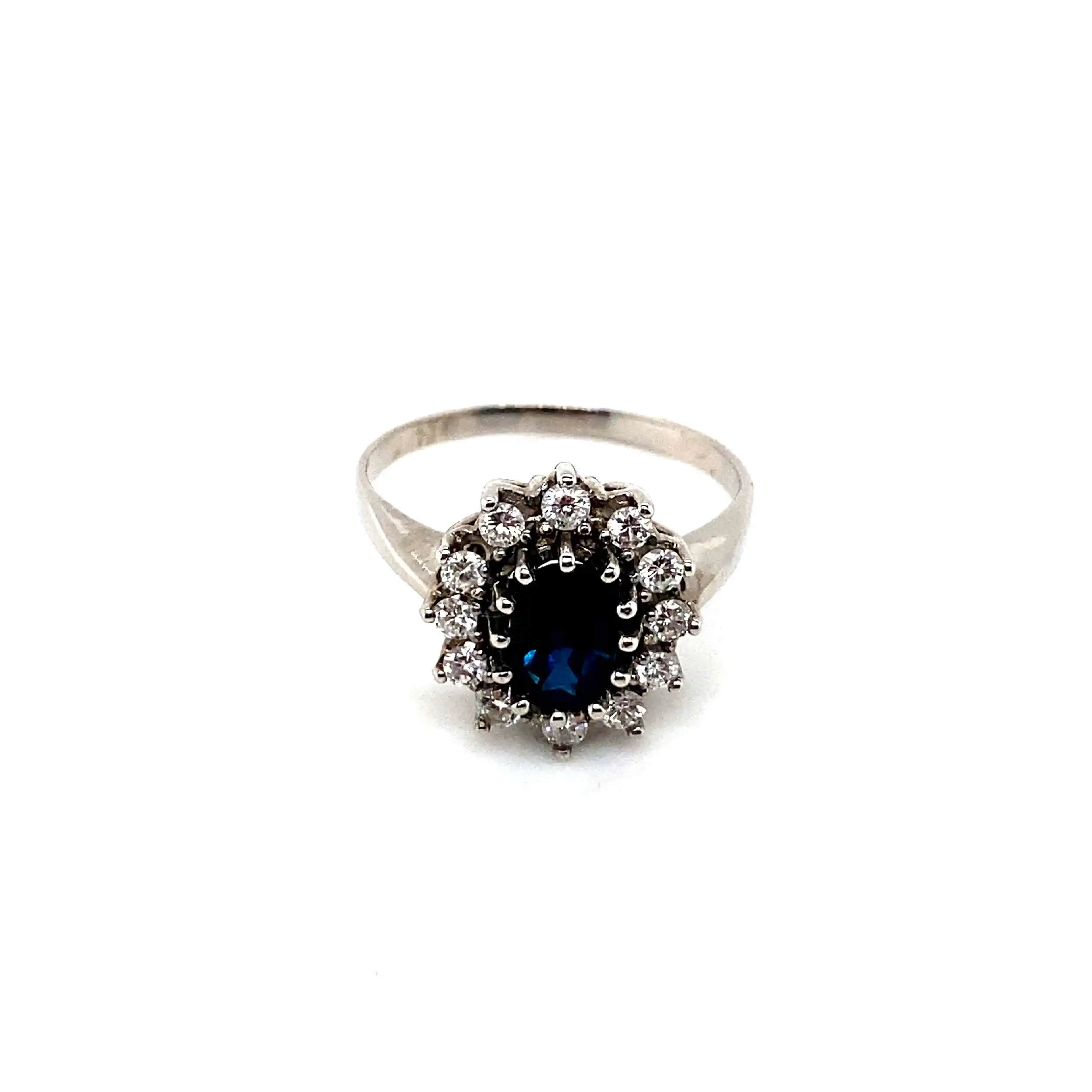 Ring Weißgold mit Brillanten und Saphir