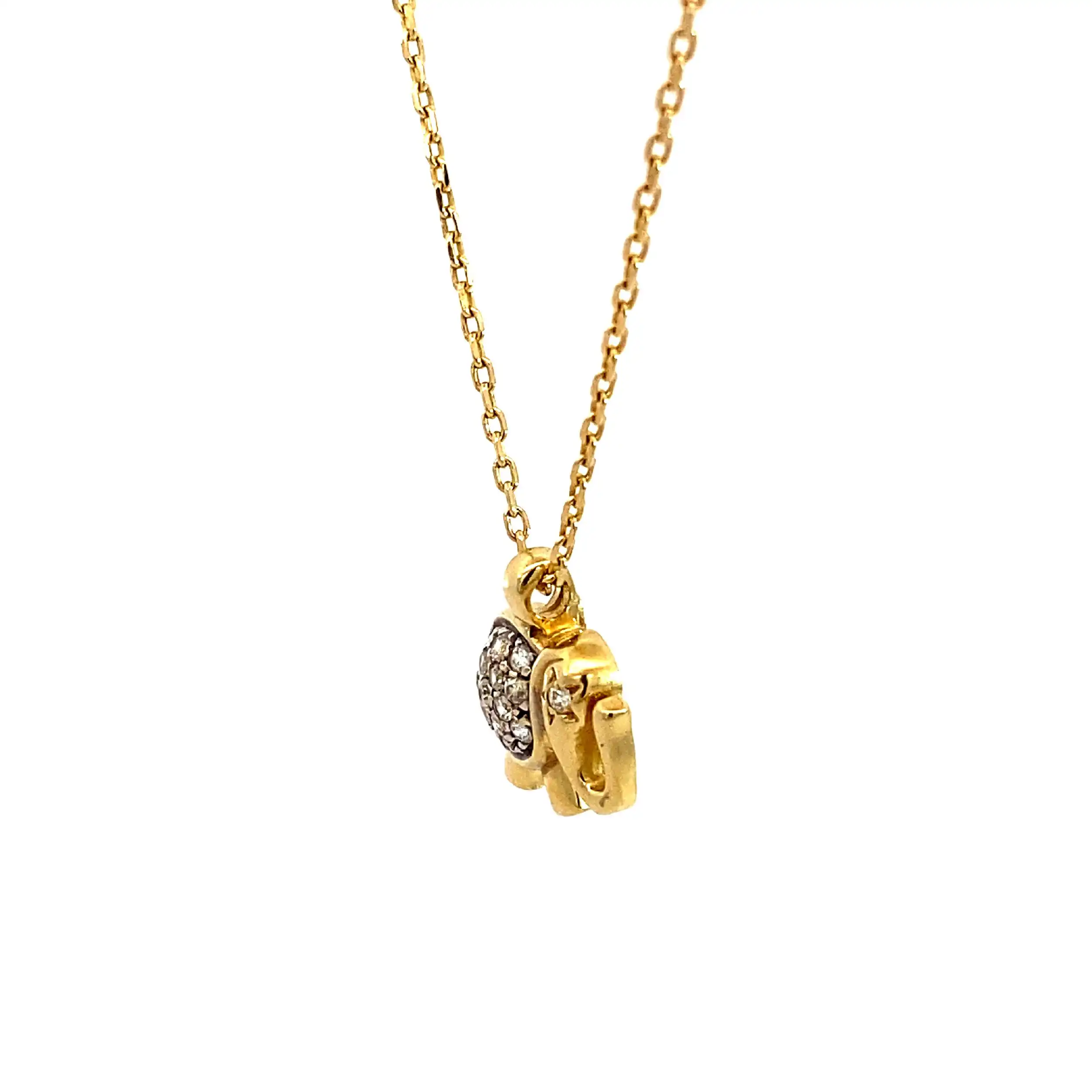 Ankerkette Gelbgold mit Elefantenanhänger Bicolor Zirkonia