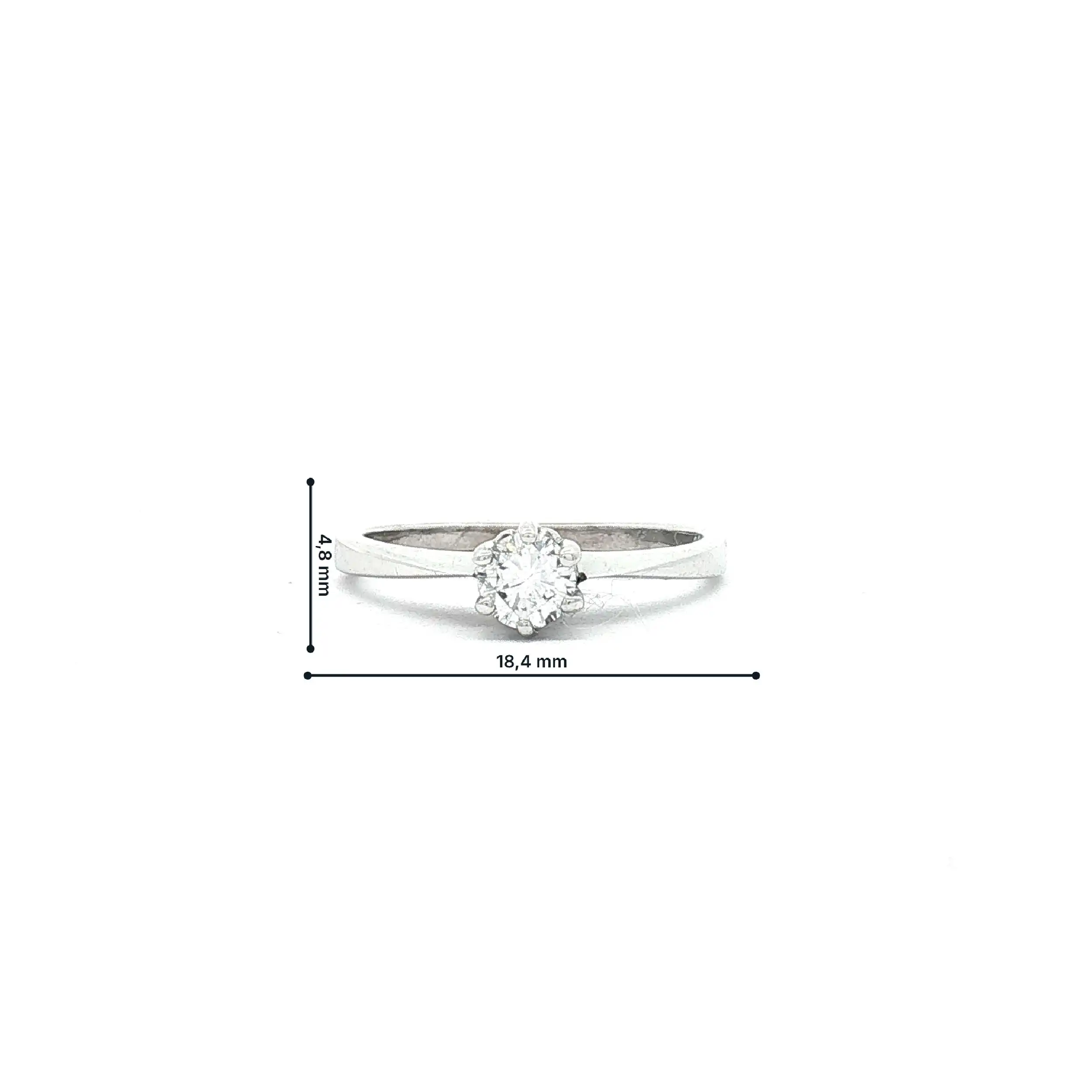 Ring Weißgold mit Solitär Brillant, gravitert mit 0,26 ct