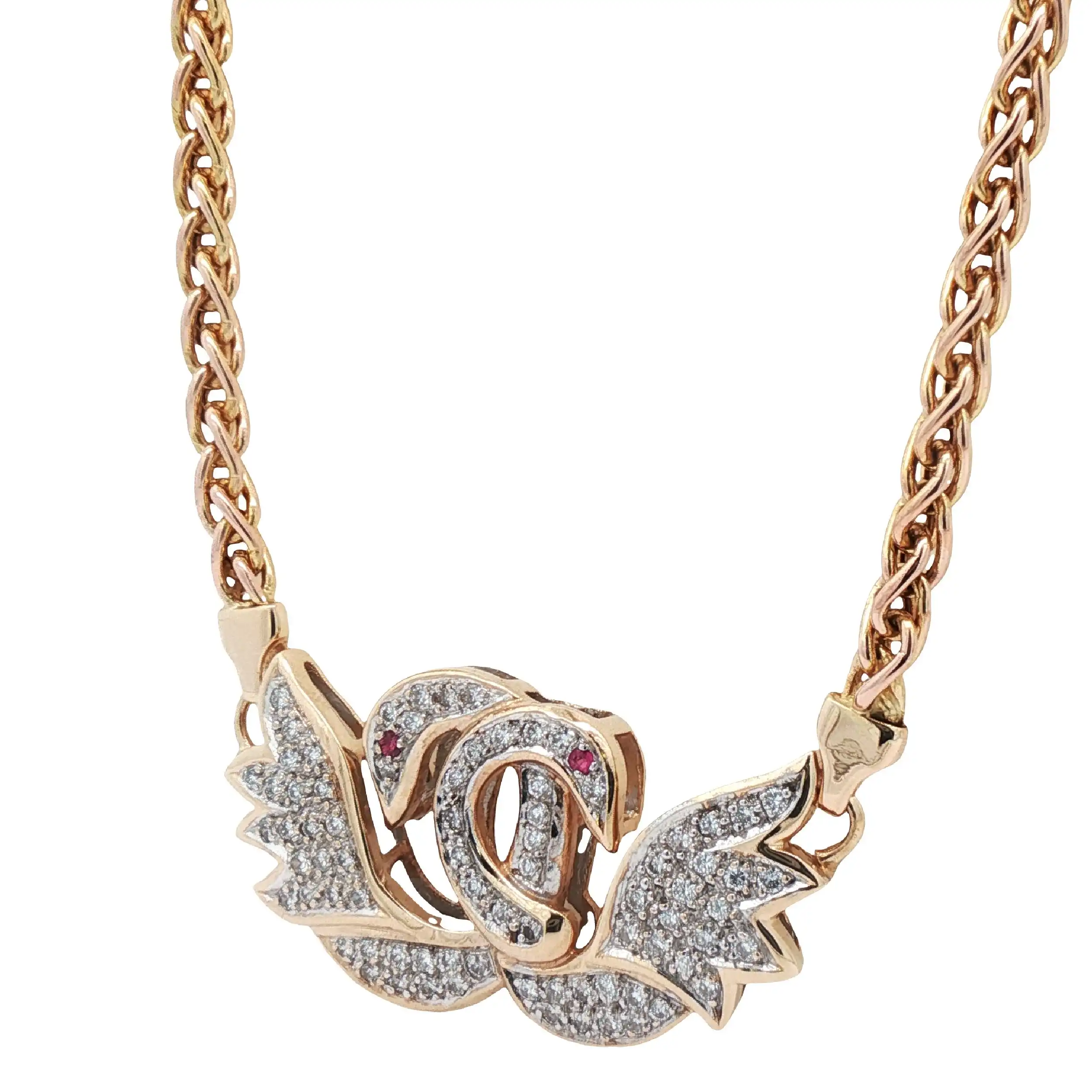 Collier Gelbgold Schwäne mit Brillanten Collier Gelbgold Schwäne mit Brillanten