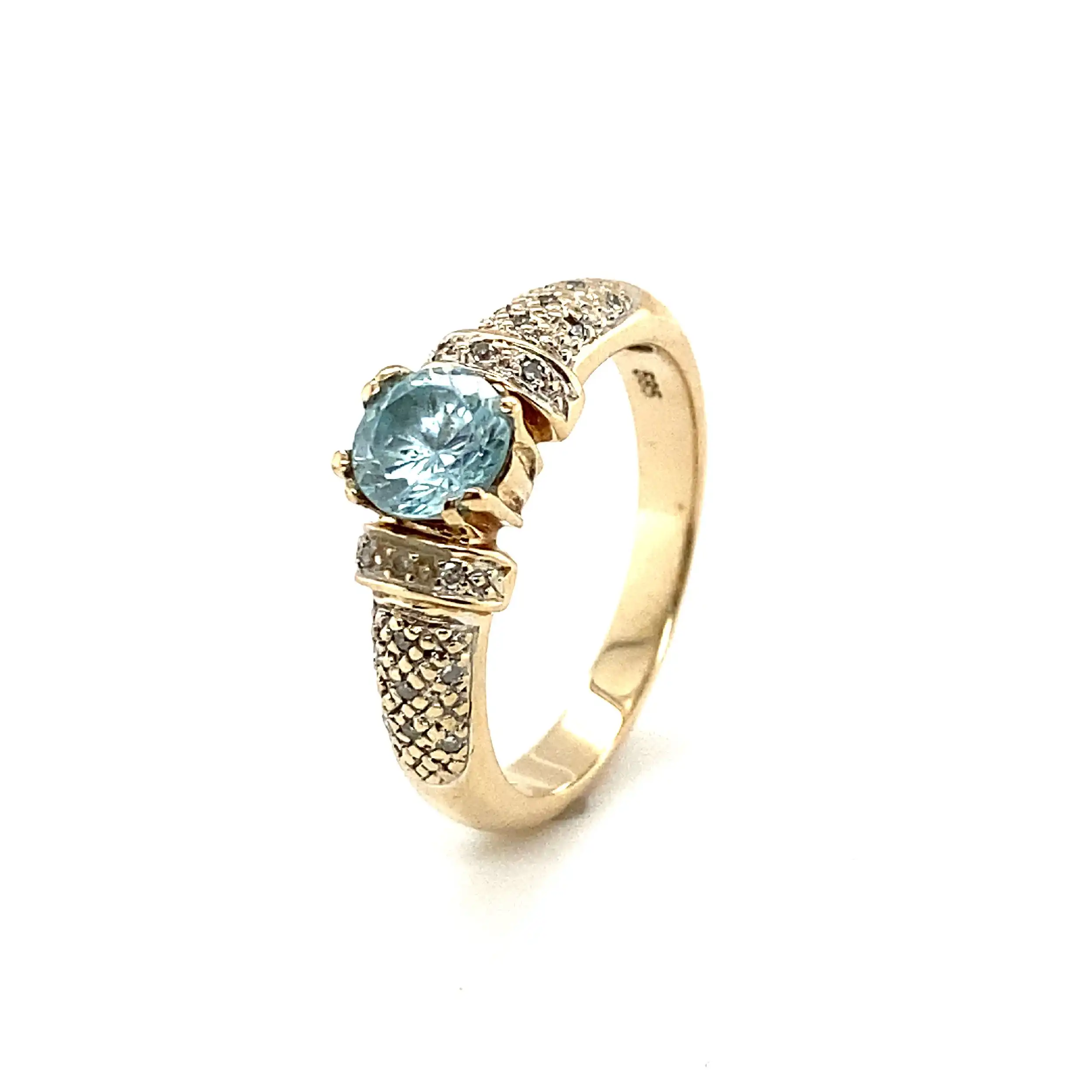 Ring Gelbgold mit blauem Farbstein und Diamanten Ring Gelbgold mit blauem Farbstein und Diamanten