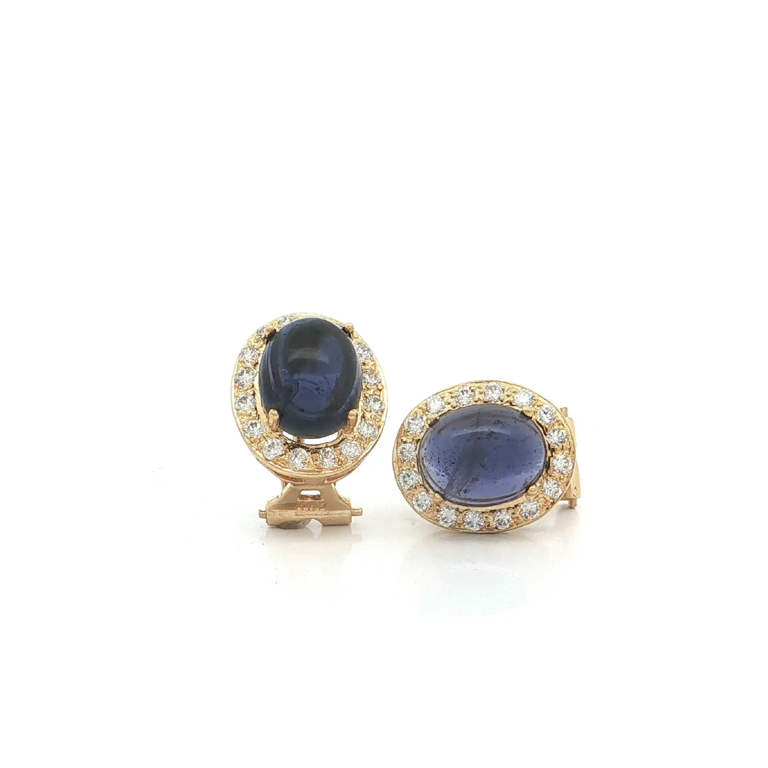 Ohrringe Gelbgold mit blau/violettem Farbstein und Zirkonia Ohrringe Gelbgold mit blau/violettem Farbstein und Zirkonia