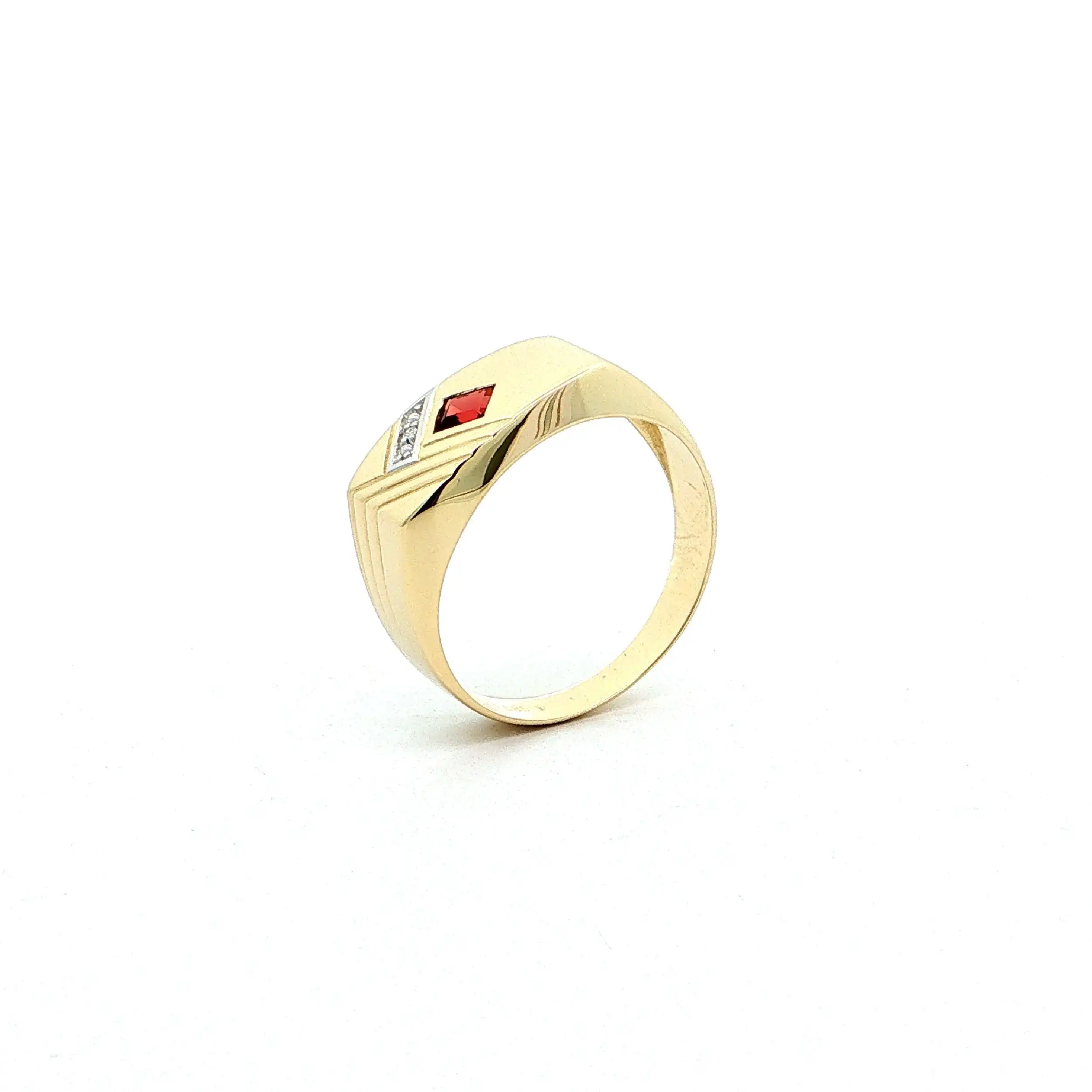Ring Gelbgold mit orangenem Farbstein & Diamant