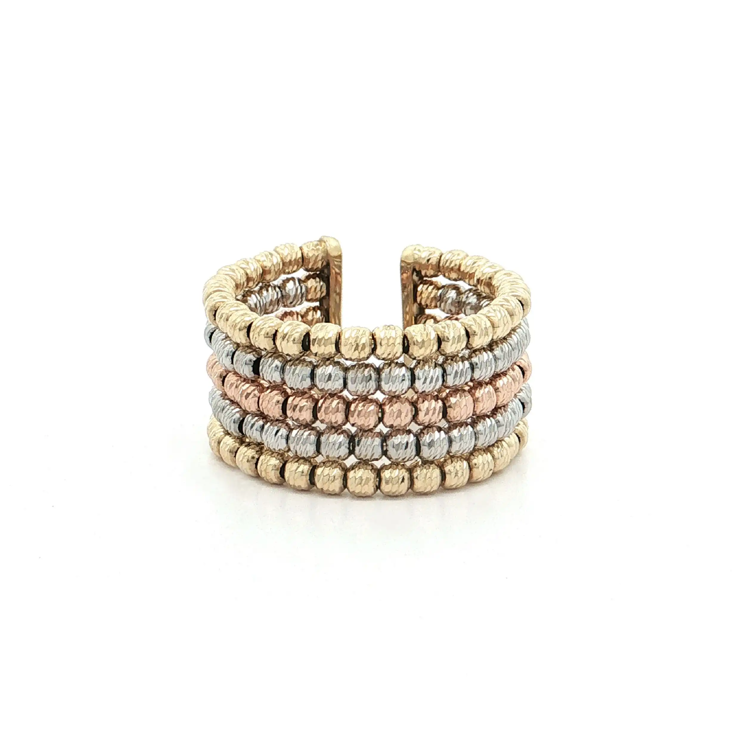 Ring Tricolor mit Kügelchen diamantiert Ring Tricolor mit Kügelchen diamantiert