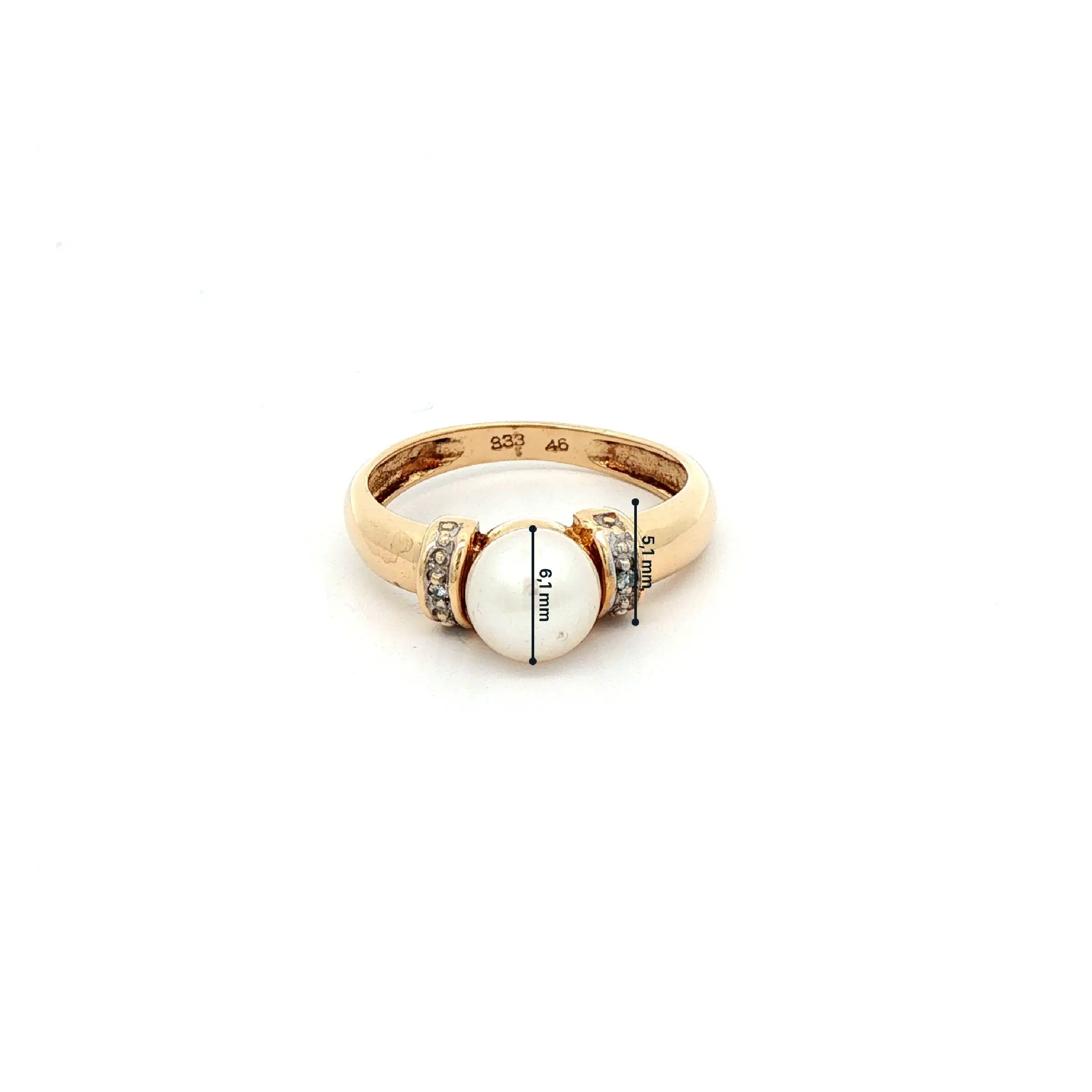 Ring Gelbgold mit Perle und Diamanten
