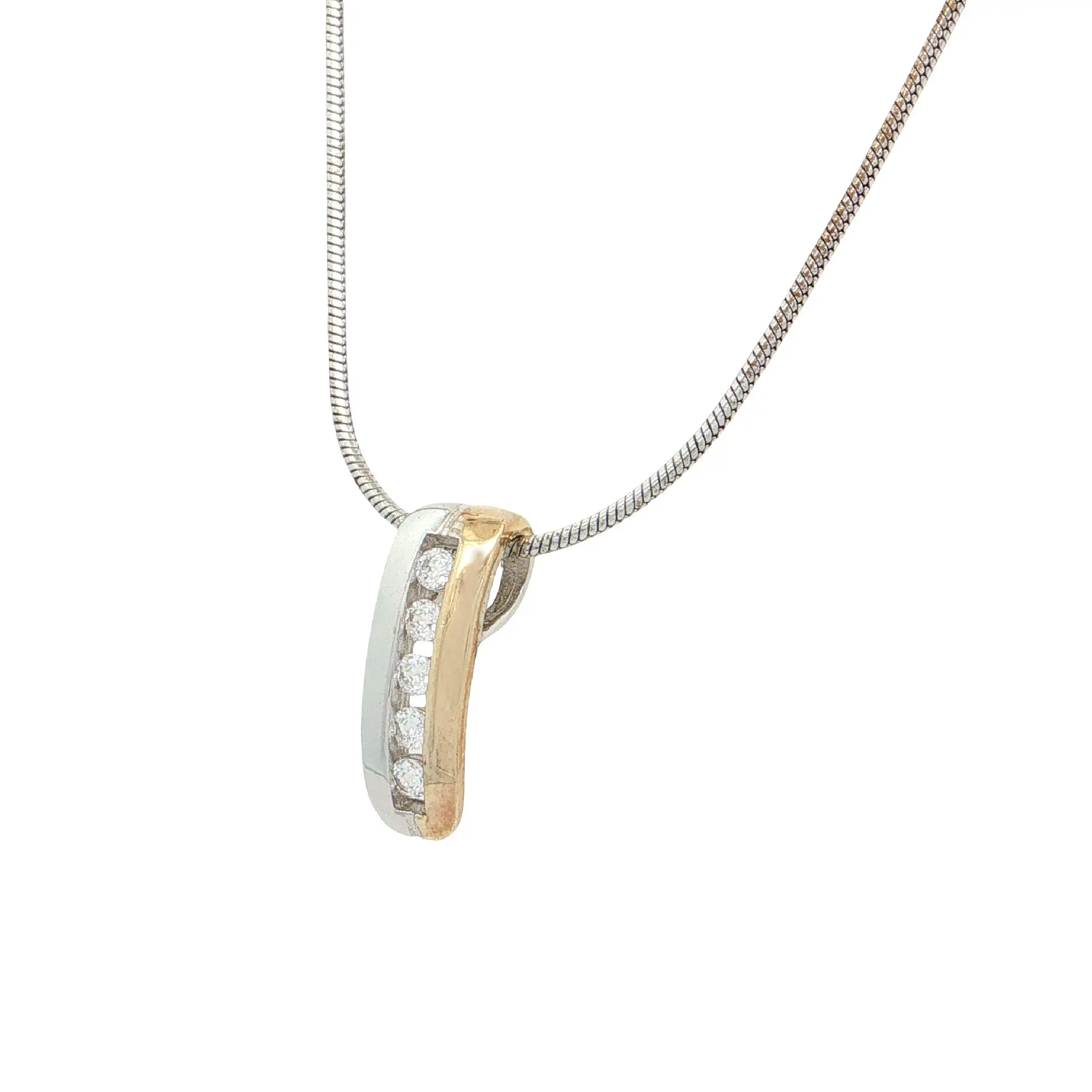 Schlangenkette mit Anhänger Bicolor mit Zirkonia Schlangenkette mit Anhänger Bicolor mit Zirkonia