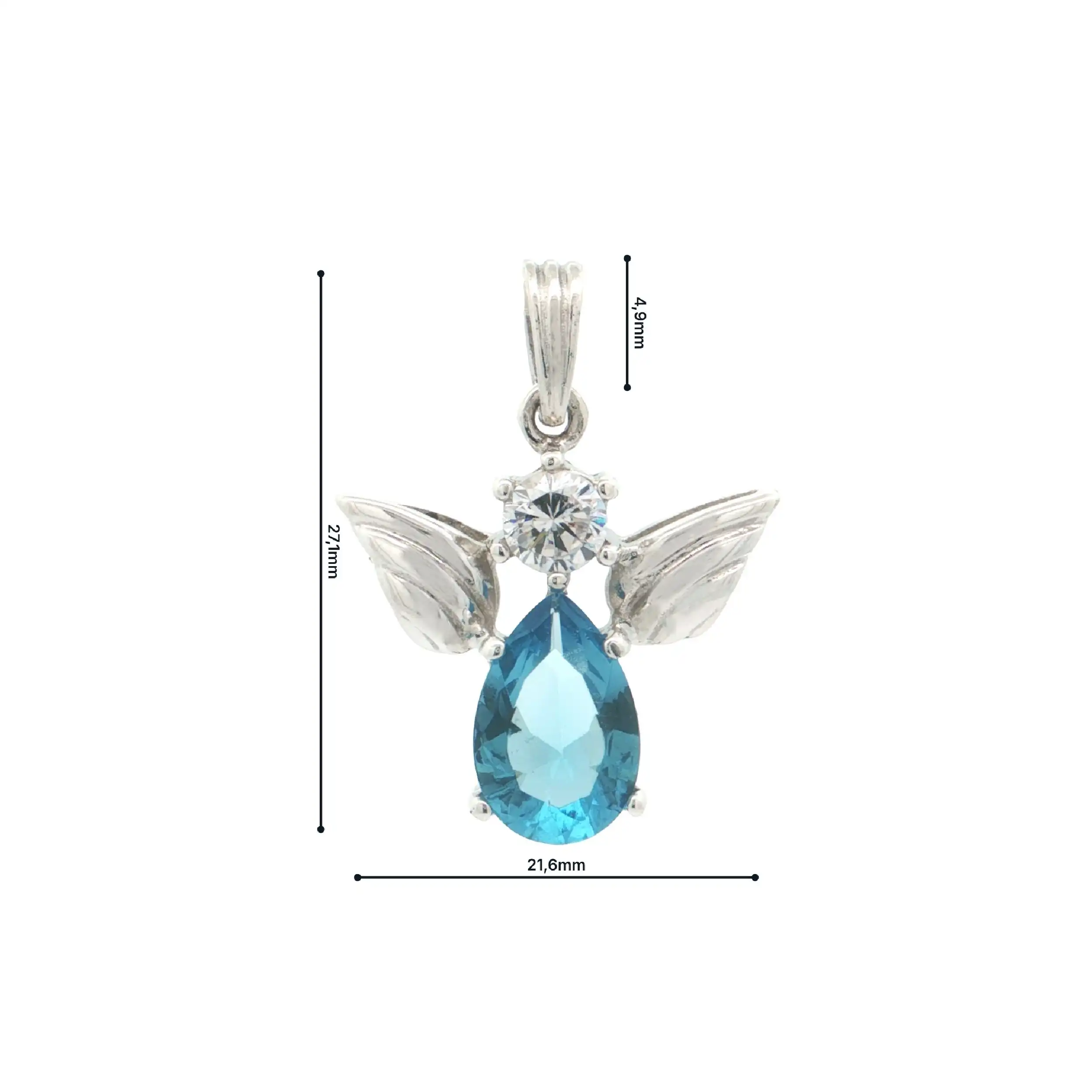 Anhänger Silber "Engelchen" mit Zirkonia und blauem Glasstein Anhänger Silber "Engelchen" mit Zirkonia und blauem Glasstein