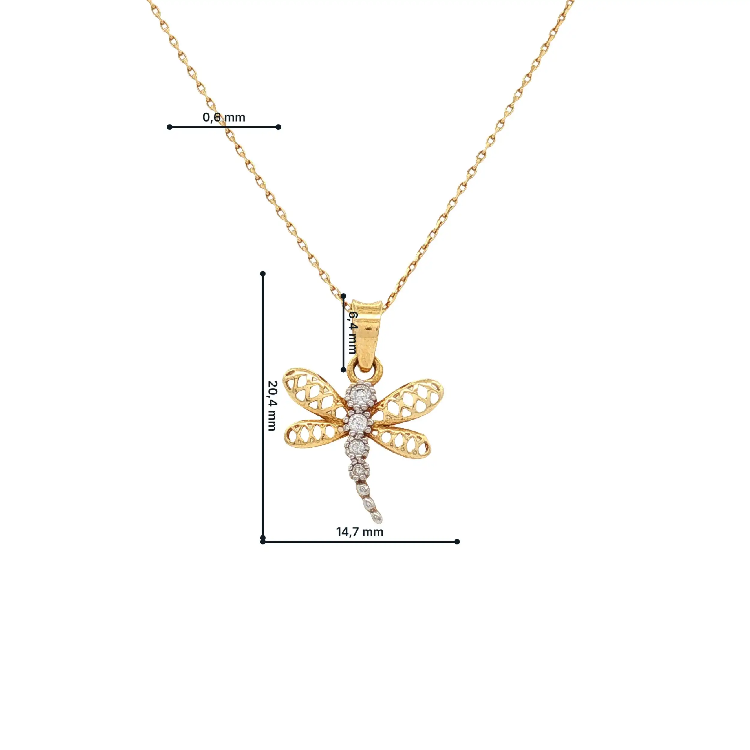 Kette mit Anhänger Gelbgold Libelle Zirkoniabesatz Kette mit Anhänger Gelbgold Libelle Zirkoniabesatz