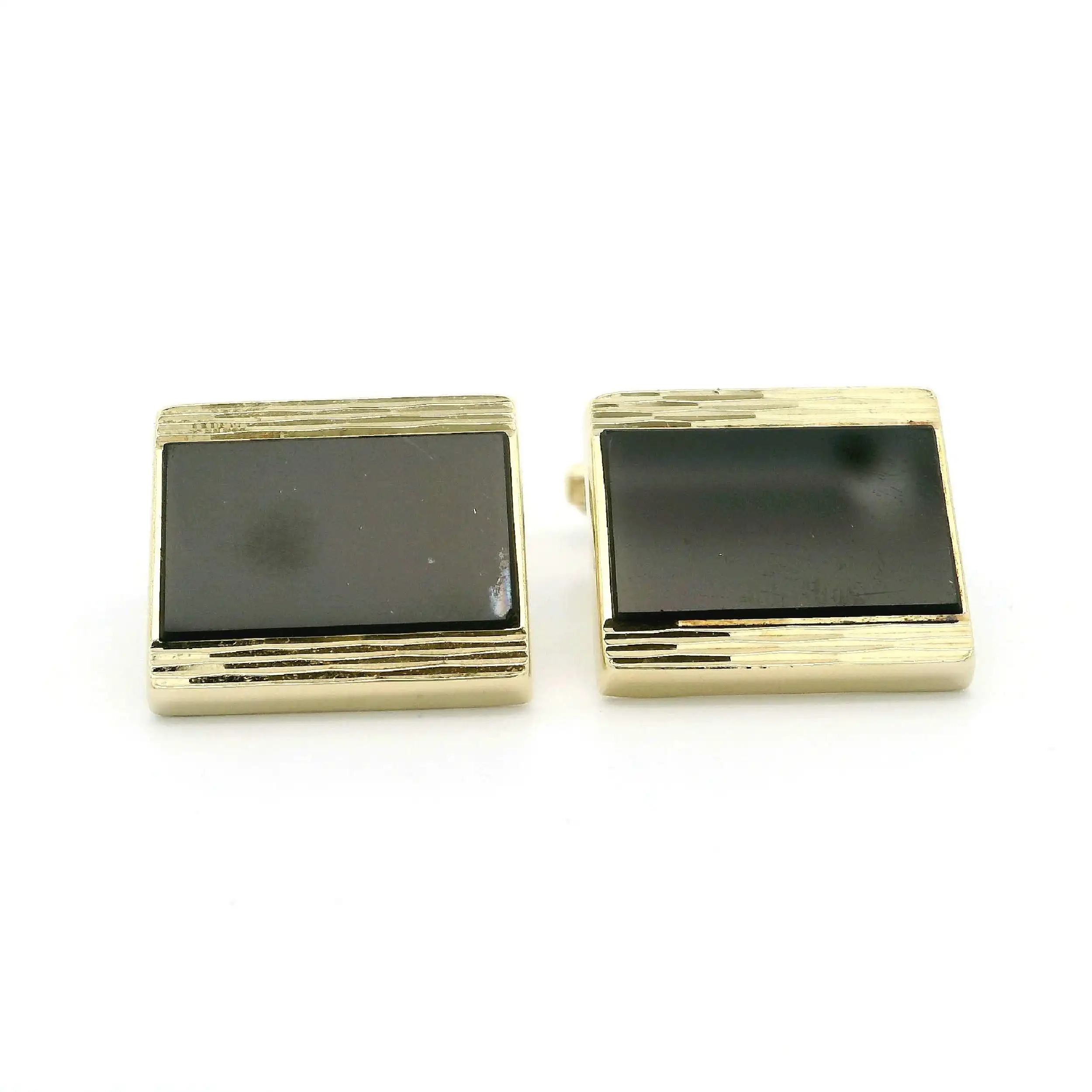 Manschettenknöpfe Gelbgold mit schwarzem Farbstein Manschettenknöpfe Gelbgold mit schwarzem Farbstein
