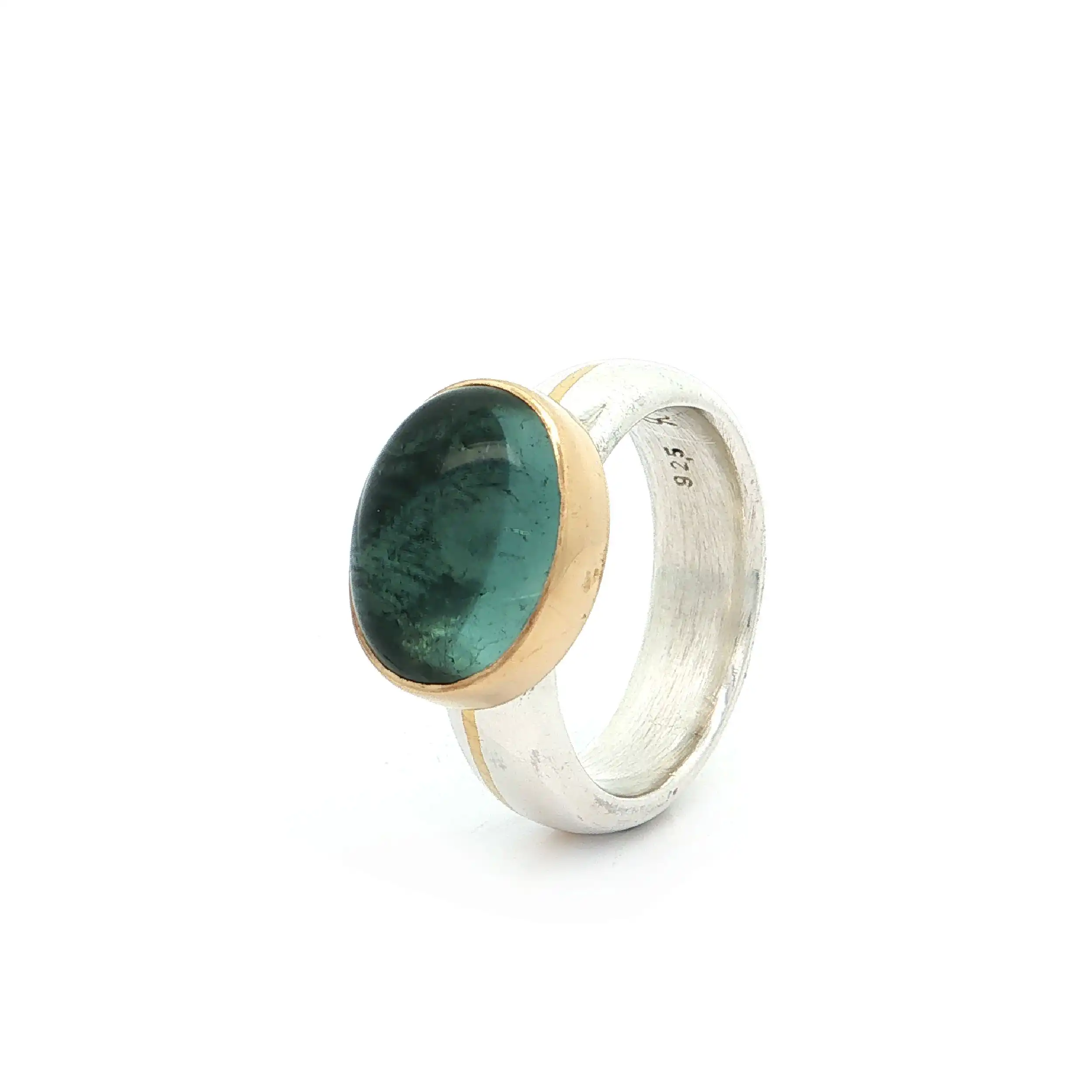 Ring Silber Gold mit Beryllcabochon
