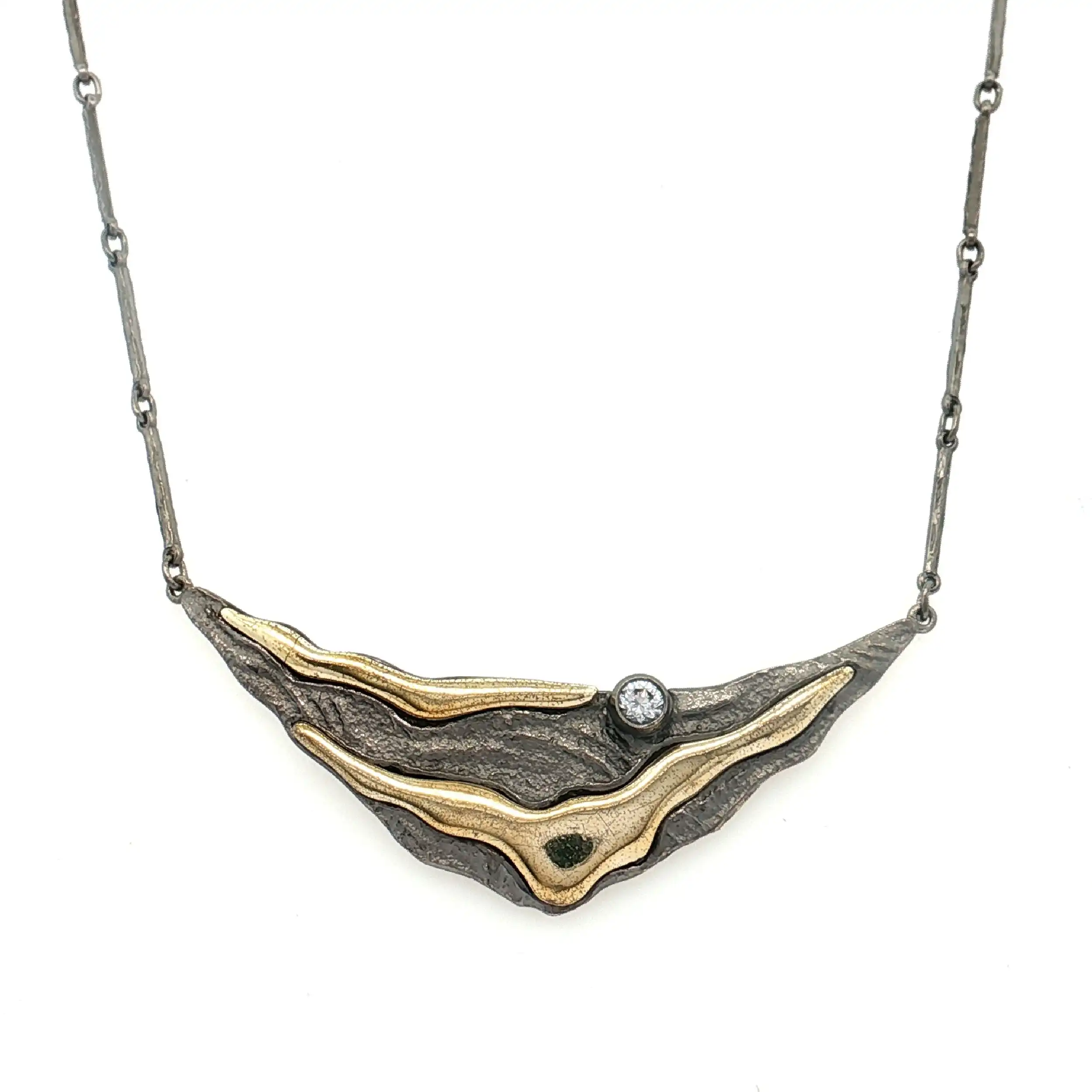 Collier Silber teilweise vergoldet mit Zirkonia