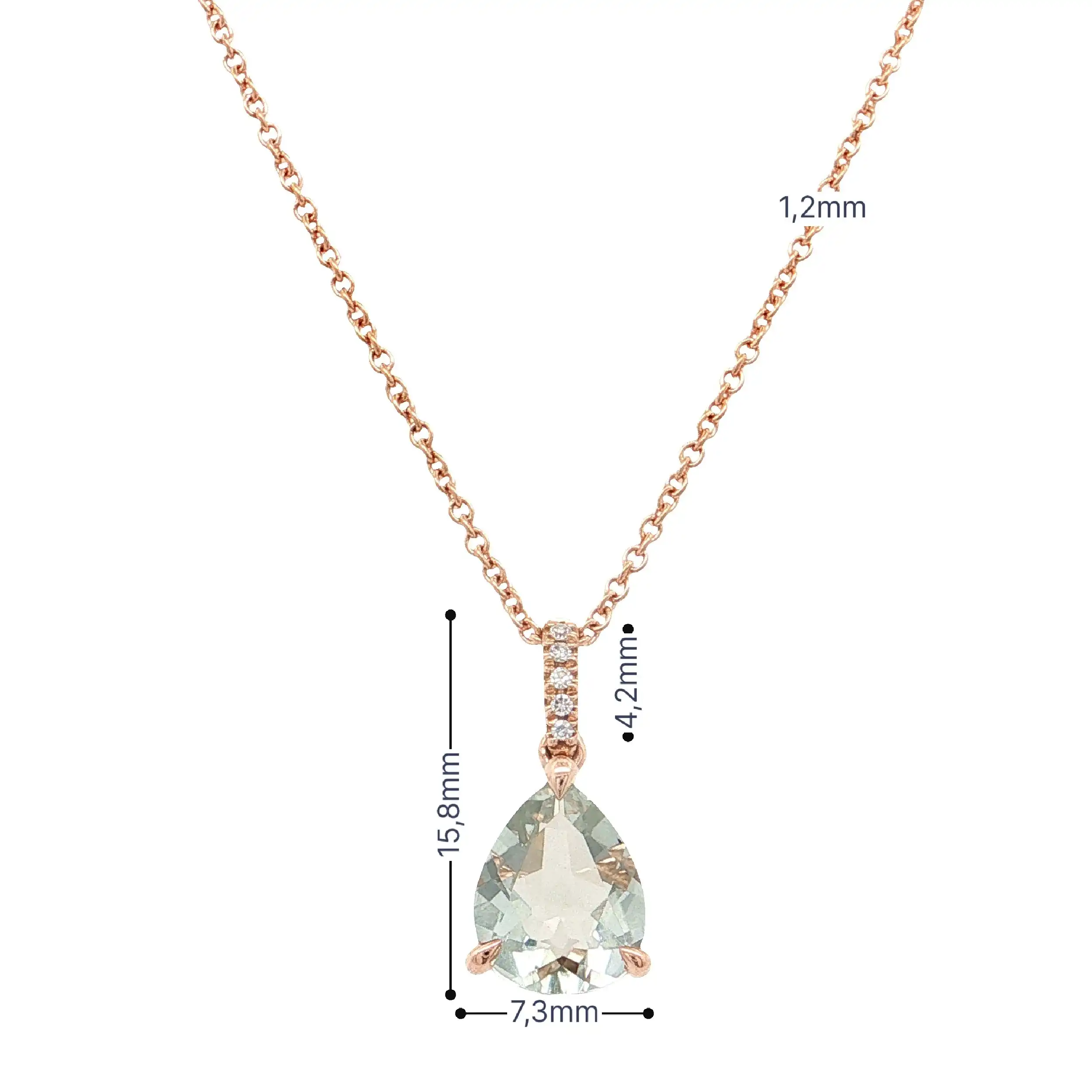 Ankercollier Roségold mit Diamanten und grünem Amethyst