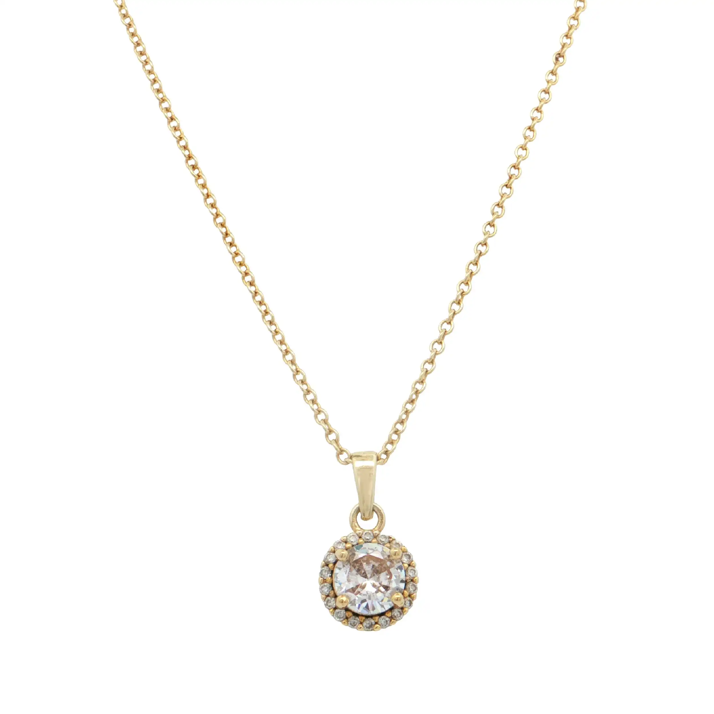 Kette Silber vergoldet mit Zirkonia Anhänger Kette Silber vergoldet mit Zirkonia Anhänger