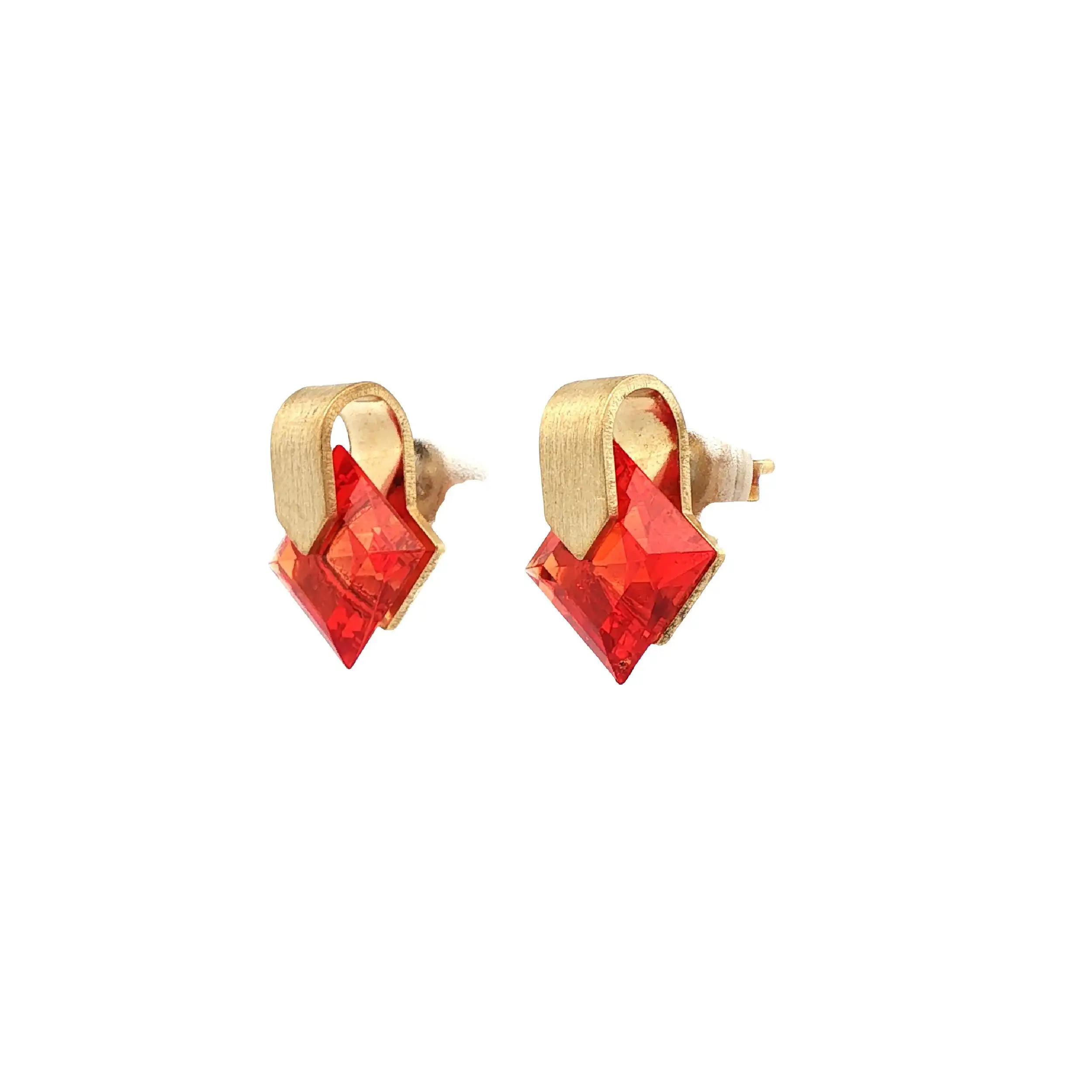Ohrstecker Gelbgold mit roten Farbsteinen