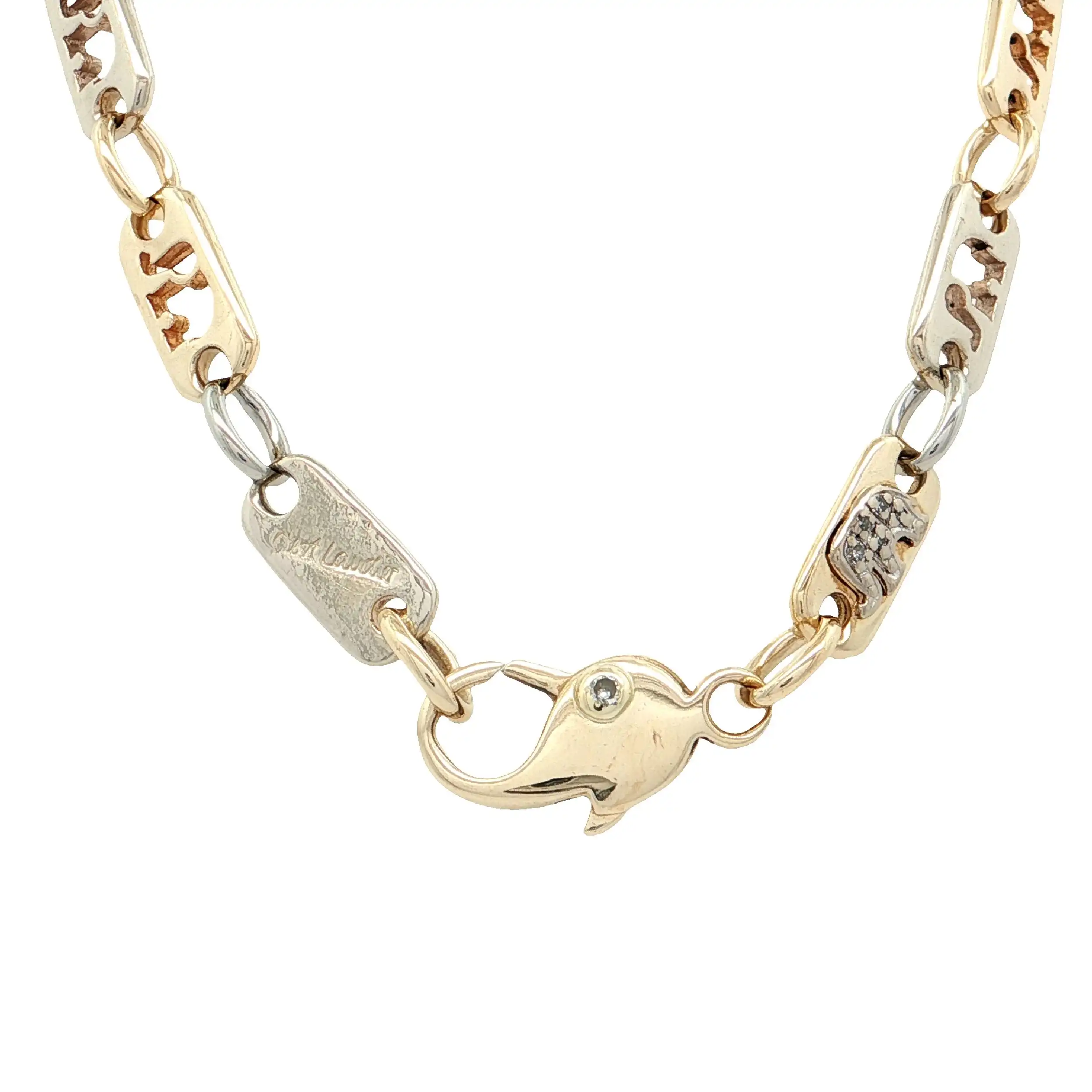 Plattenkette Bicolor "Elefanten'' mit Diamanten am Verschluss