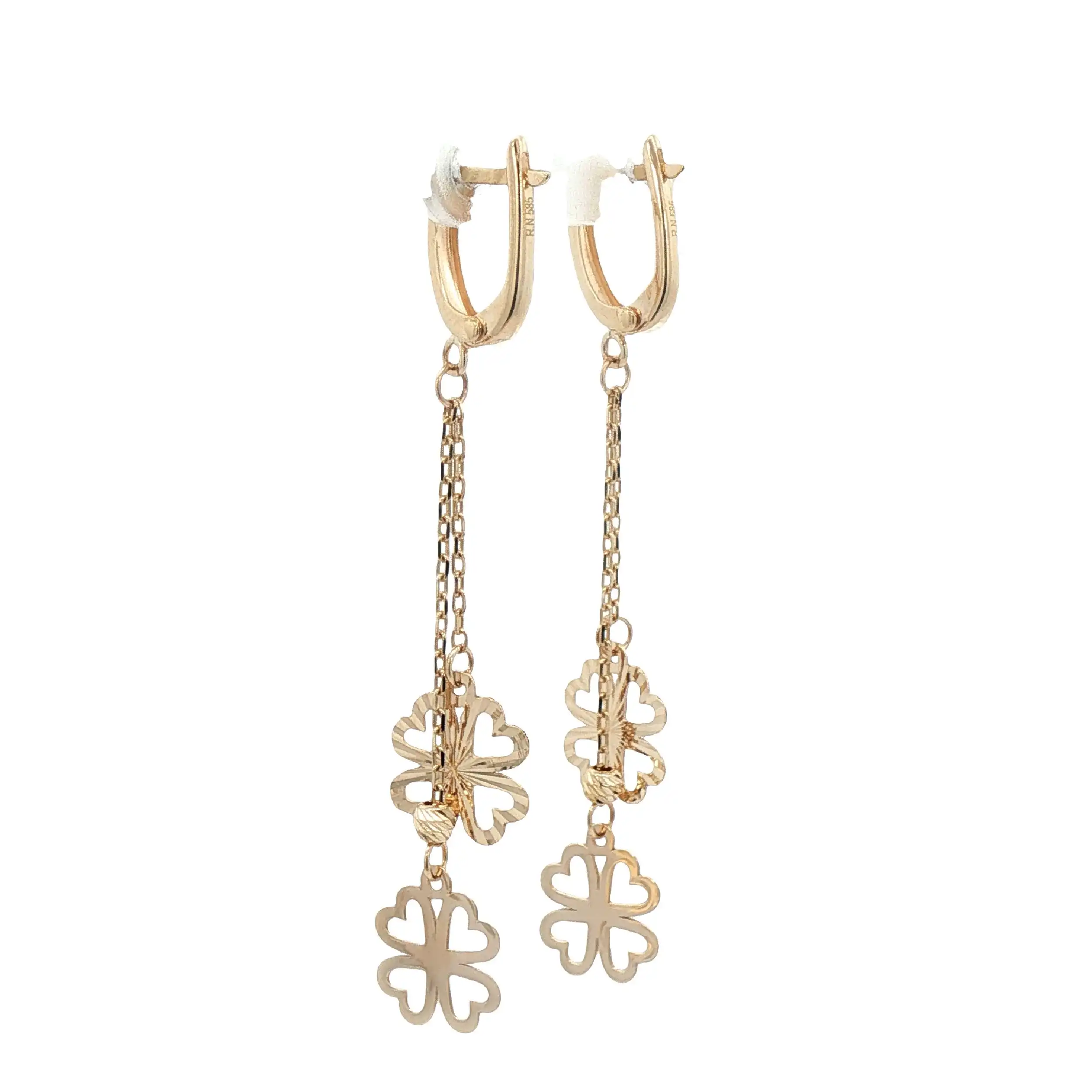 Ohrhänger Gelbgold mit Kettchen und Blumen Ohrhänger Gelbgold mit Kettchen und Blumen