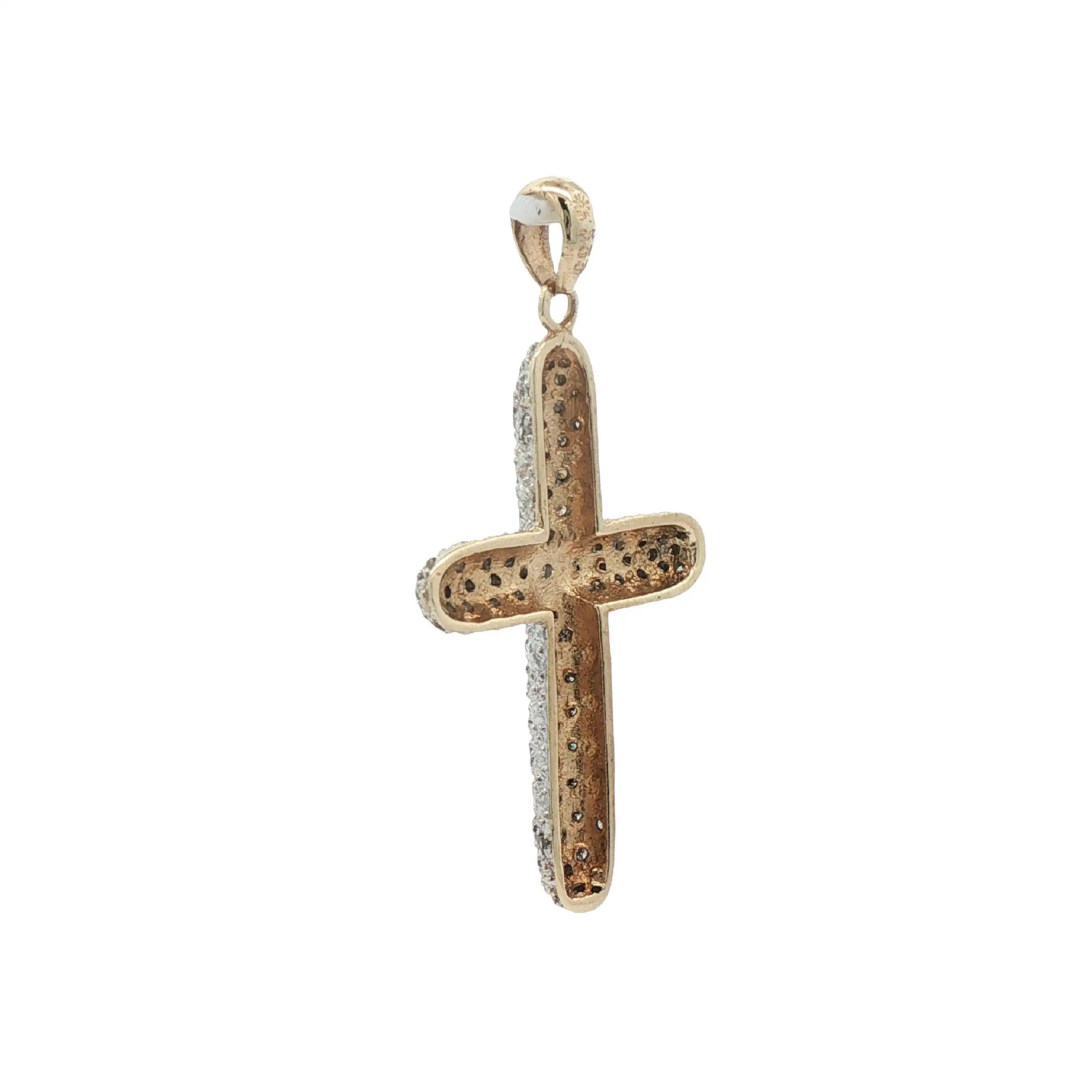 Anhänger Bicolor Kreuz mit Diamanten Anhänger Bicolor Kreuz mit Diamanten