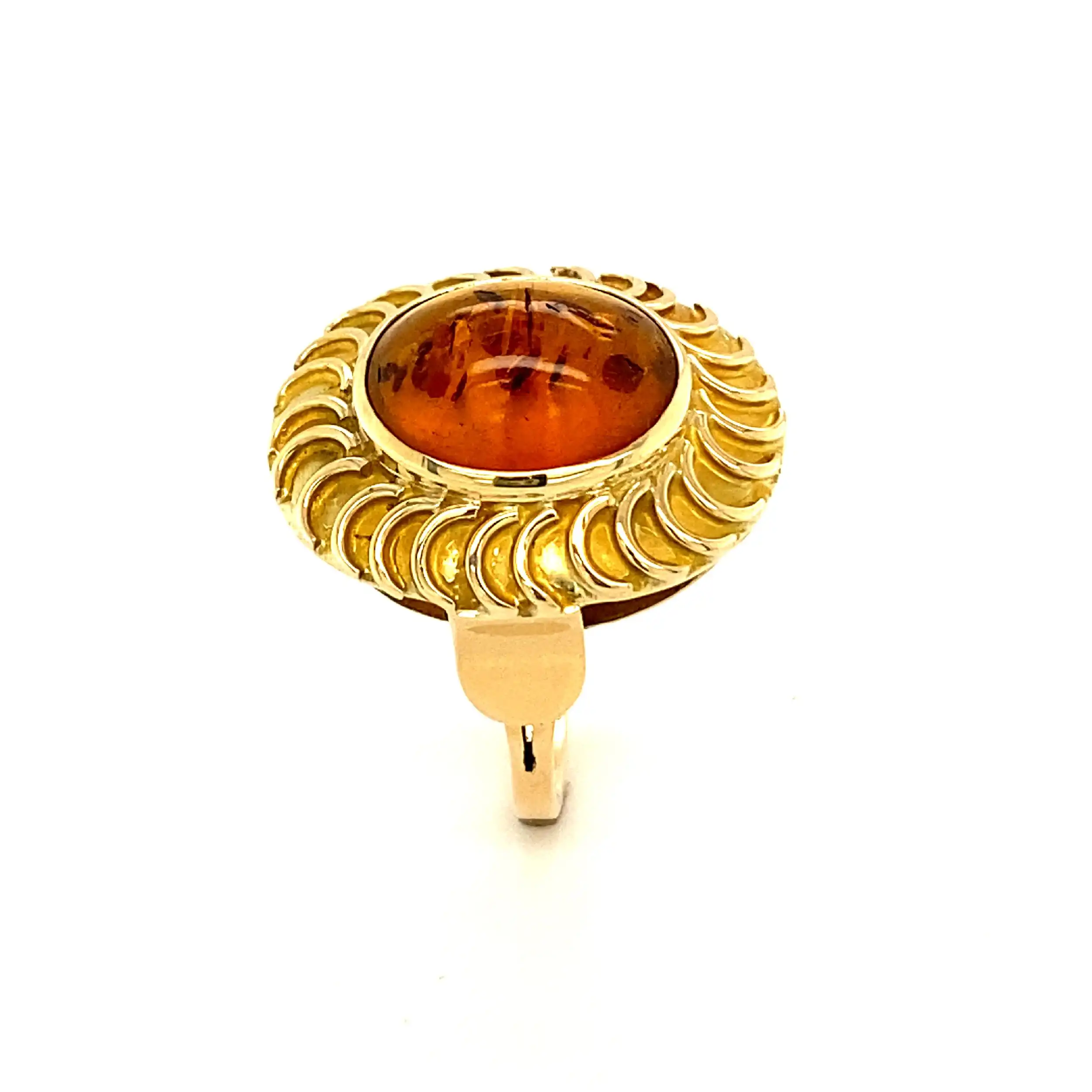 Ring Gelbgold mit Bernstein