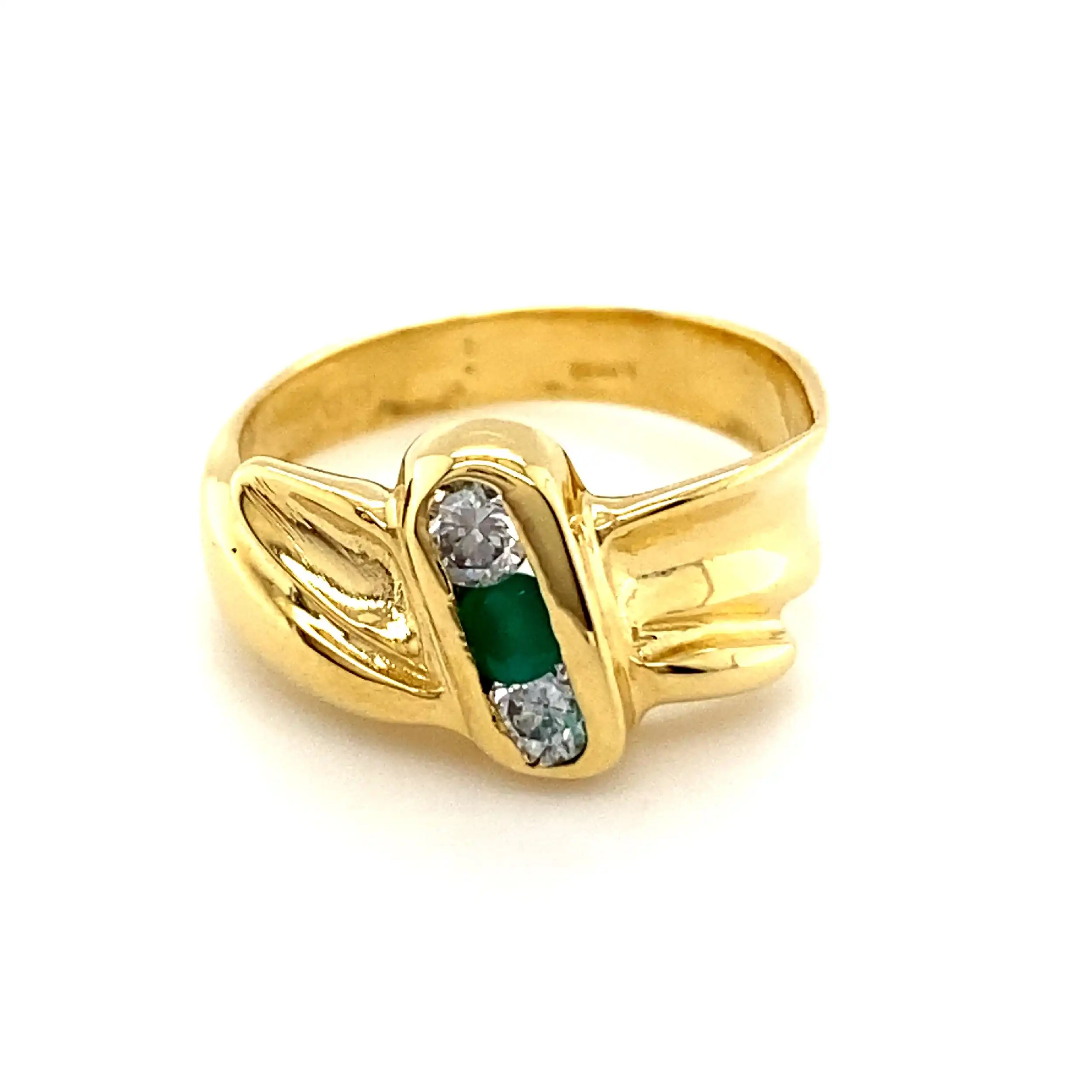 Ring Gelbgold mit grünem Farbstein & Zirkonia