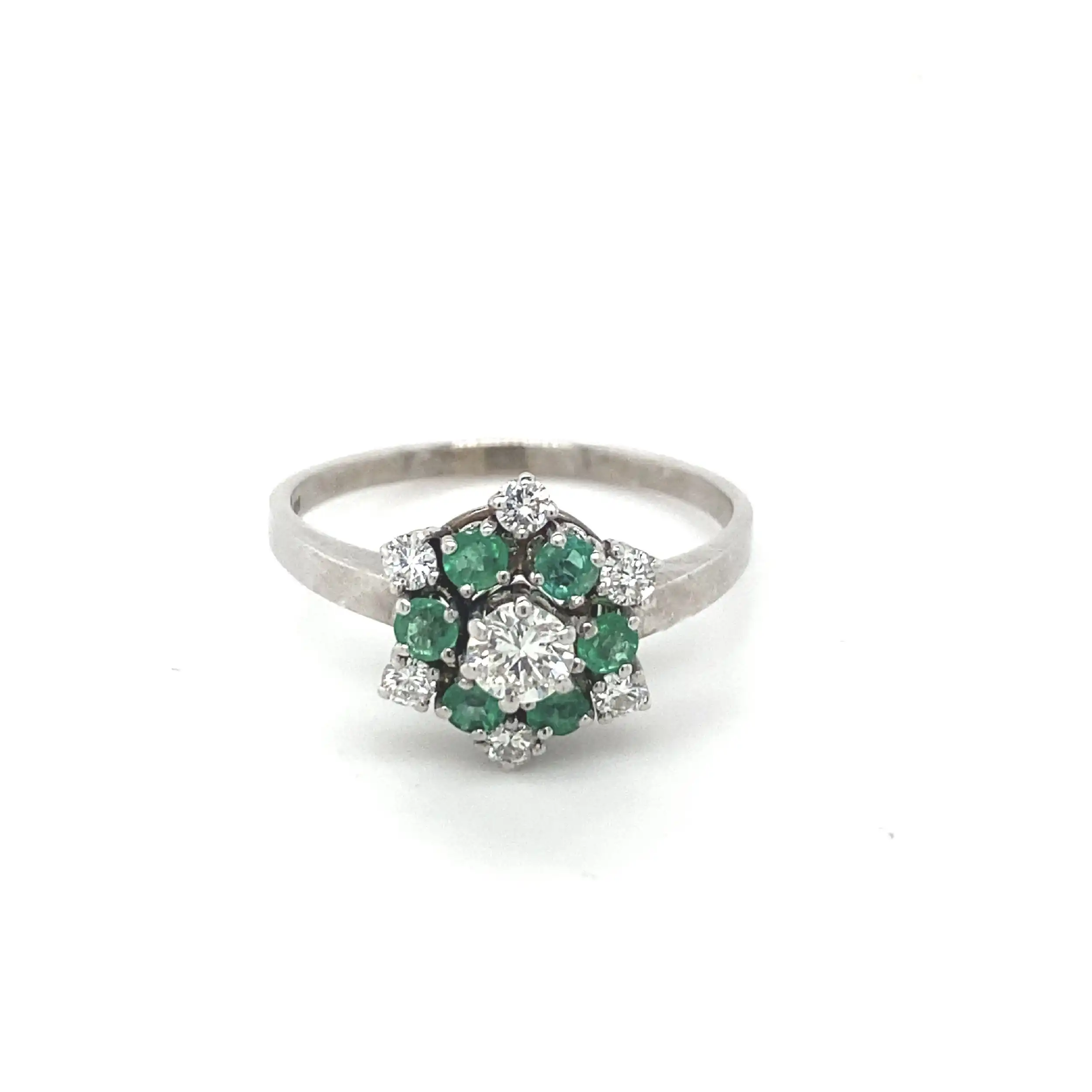 Ring Weißgold mit Smaragden und Brillanten