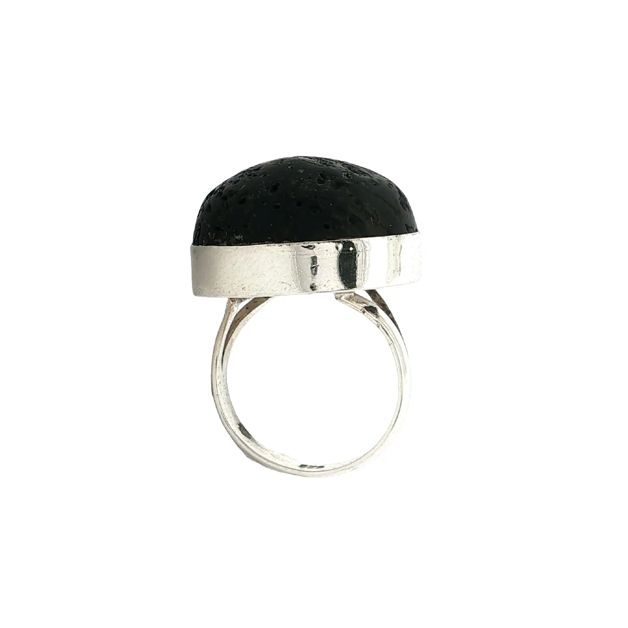 Ring Silber mit schwarzem Lava Stein Ring Silber mit schwarzem Lava Stein