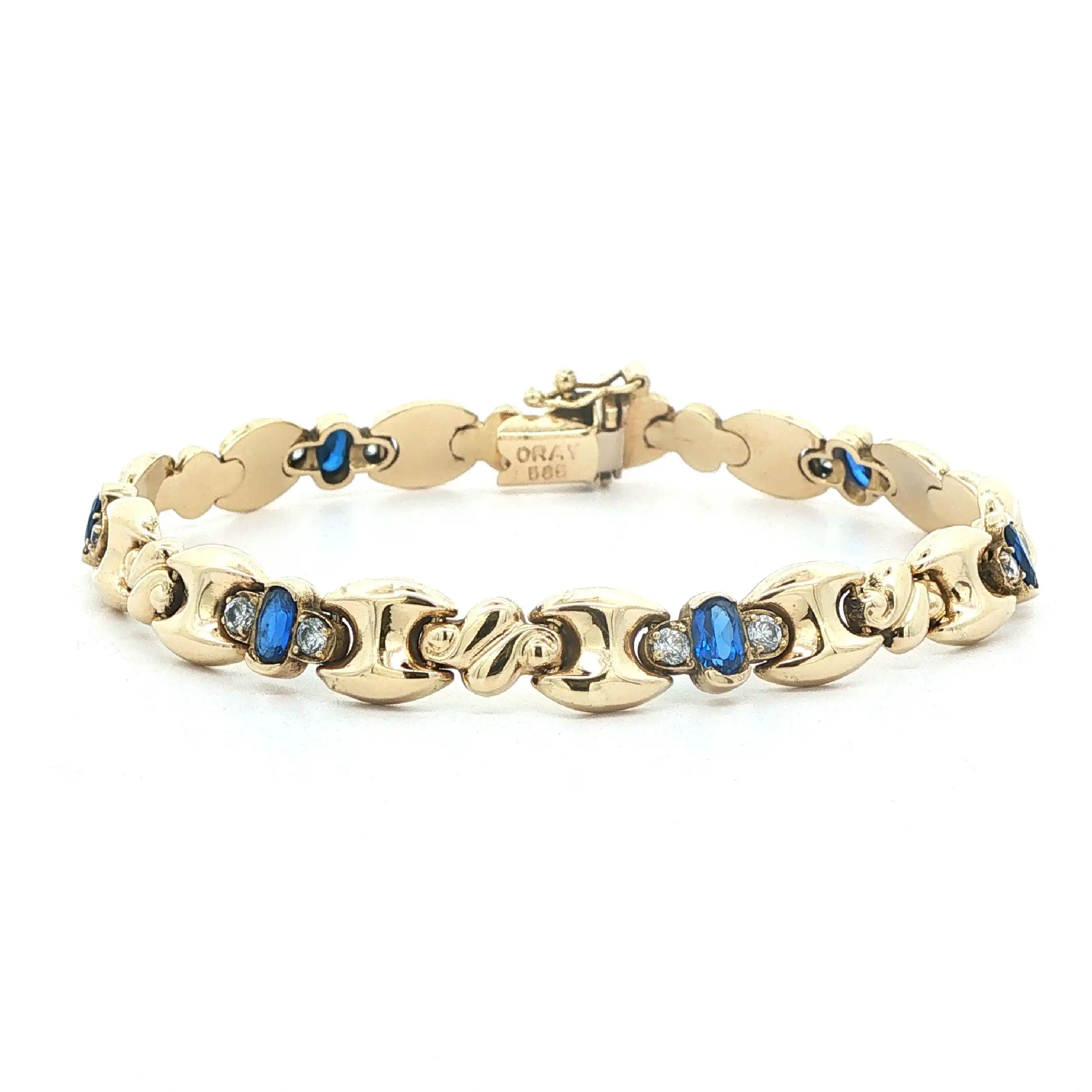 Armband Gelbgold mit blauen Farbsteinen & Zirkonia