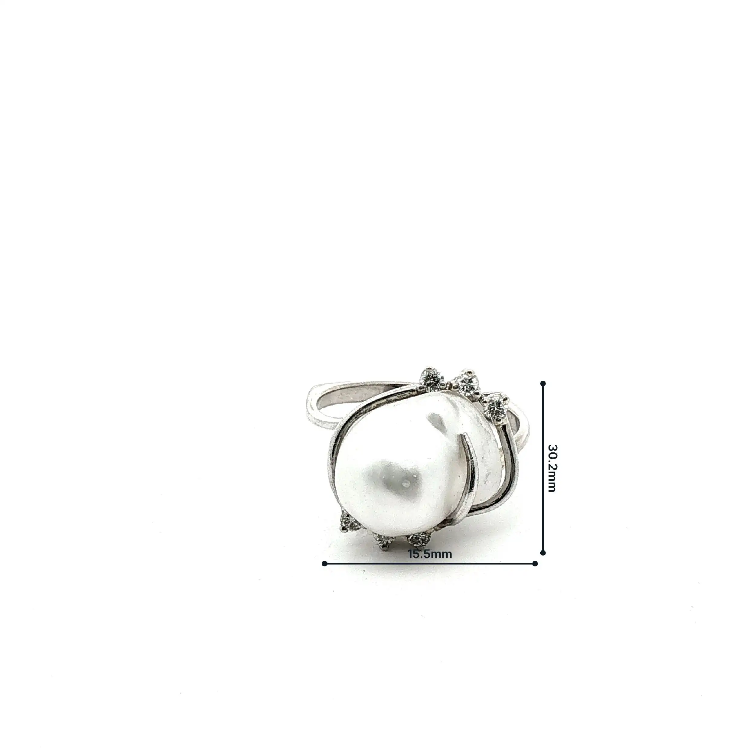 Ring Weißgold mit Mabeperle und Brillanten