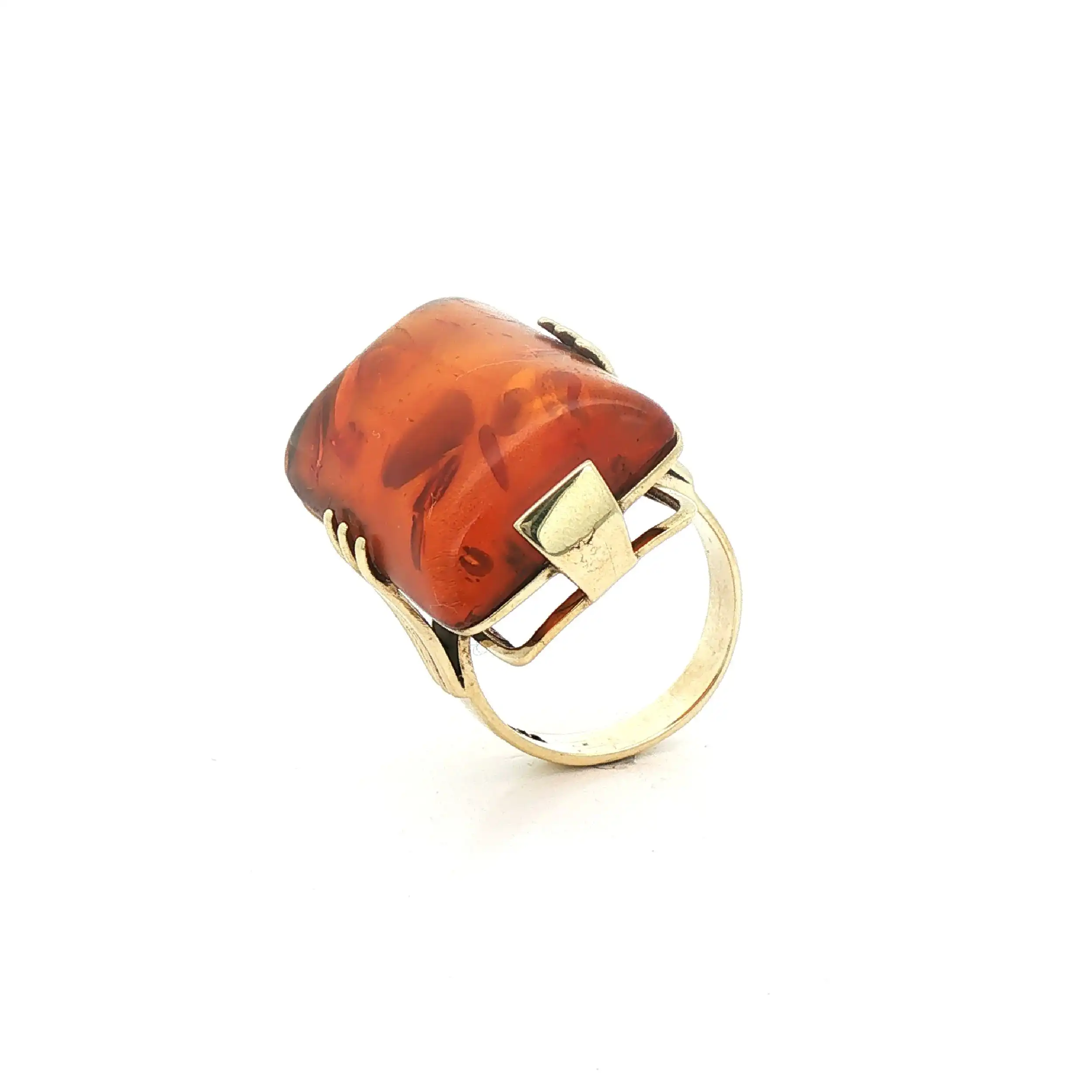 RIng Gelbgold mit Bernstein