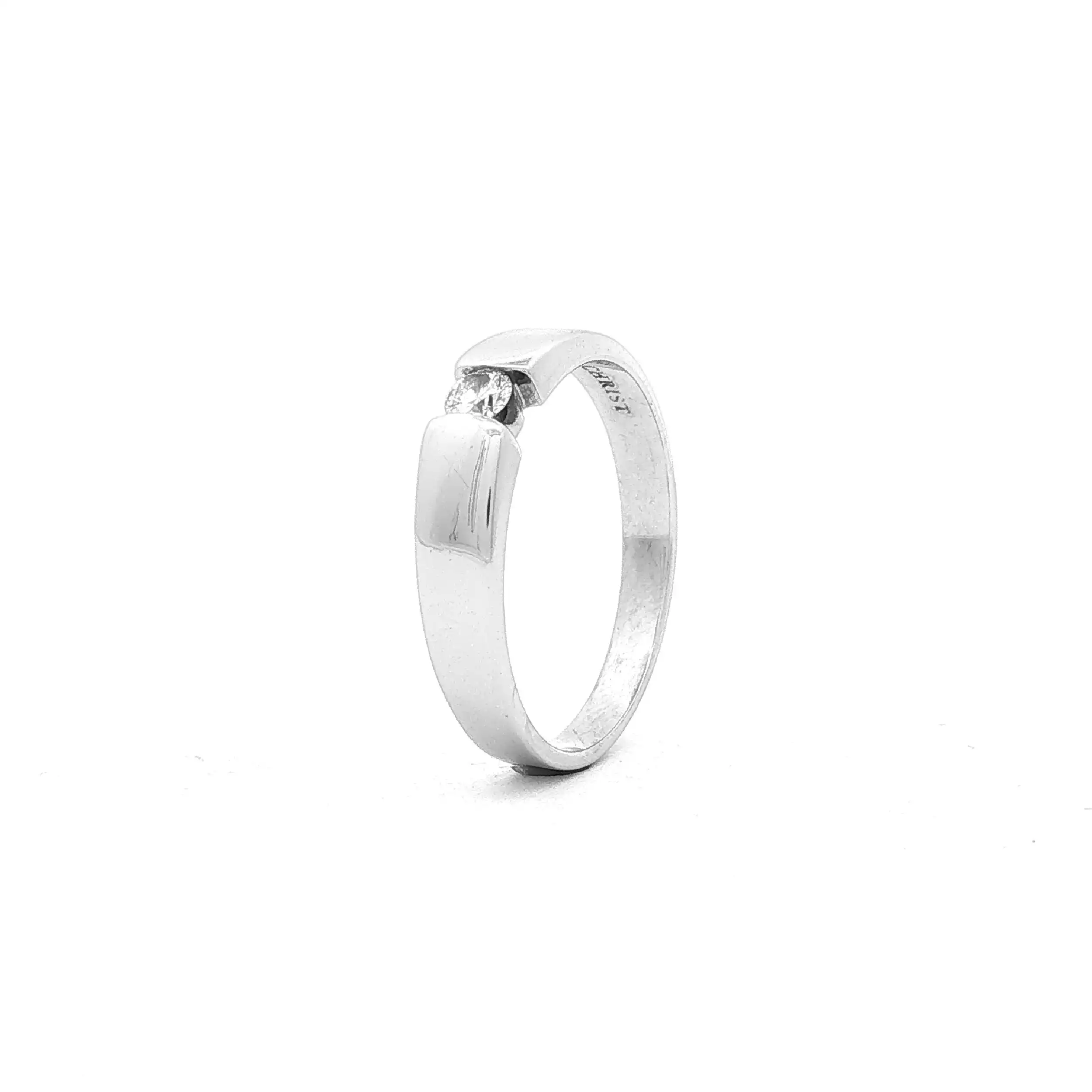 Ring Weißgold Christ mit Brillant Solitär, graviert mit 0,10ct Ring Weißgold Christ mit Brillant Solitär, graviert mit 0,10ct