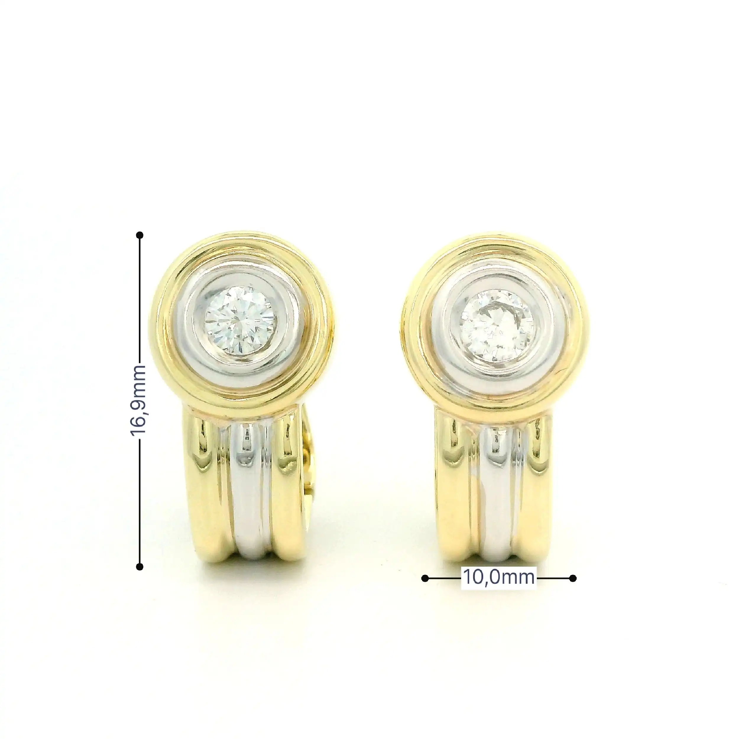 Ohrclips Bicolor mit Brillanten, graviert mit 0,17 ct je Seite Ohrclips Bicolor mit Brillanten, graviert mit 0,17 ct je Seite