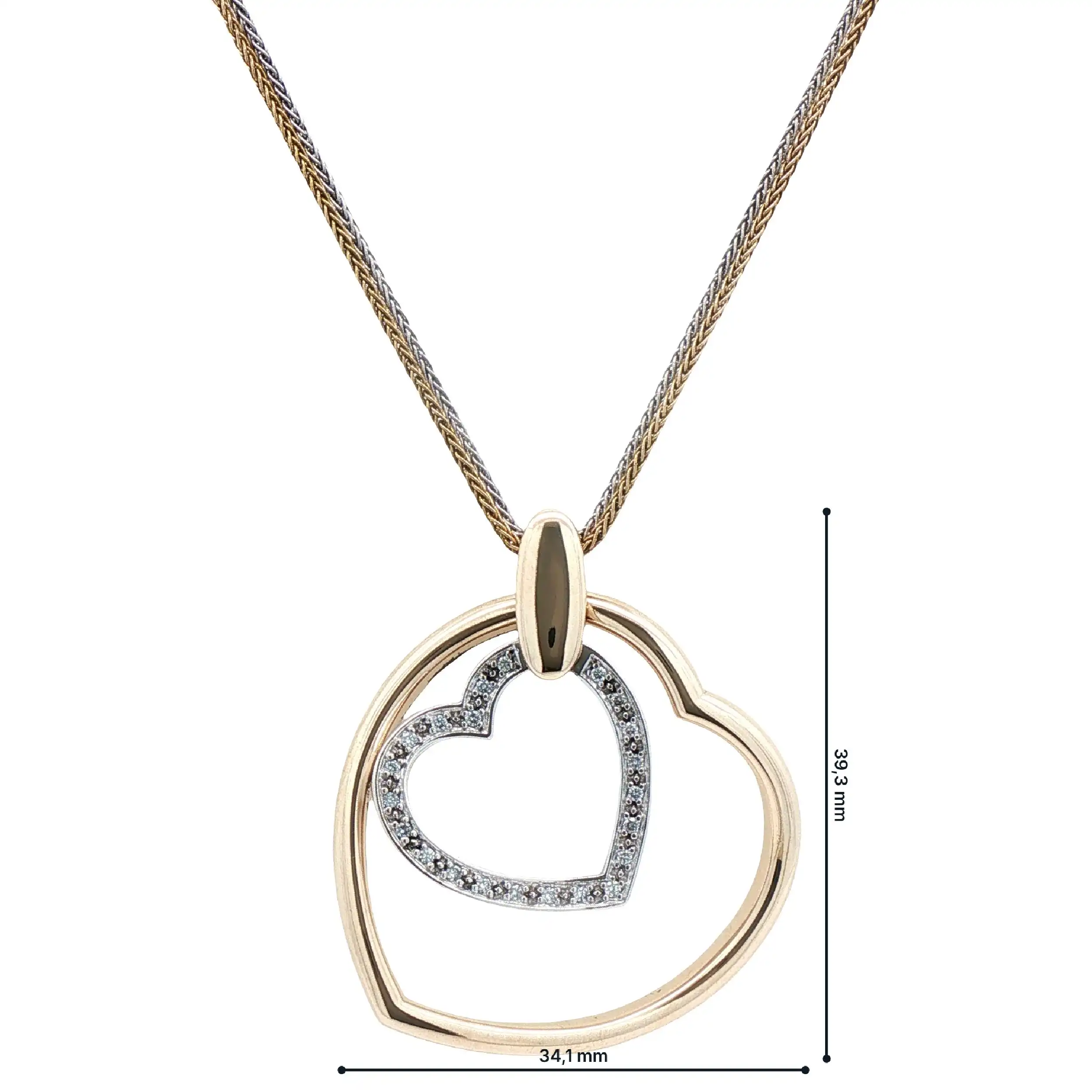 Collier Bicolor mit Herzanhänger mit Brillanten