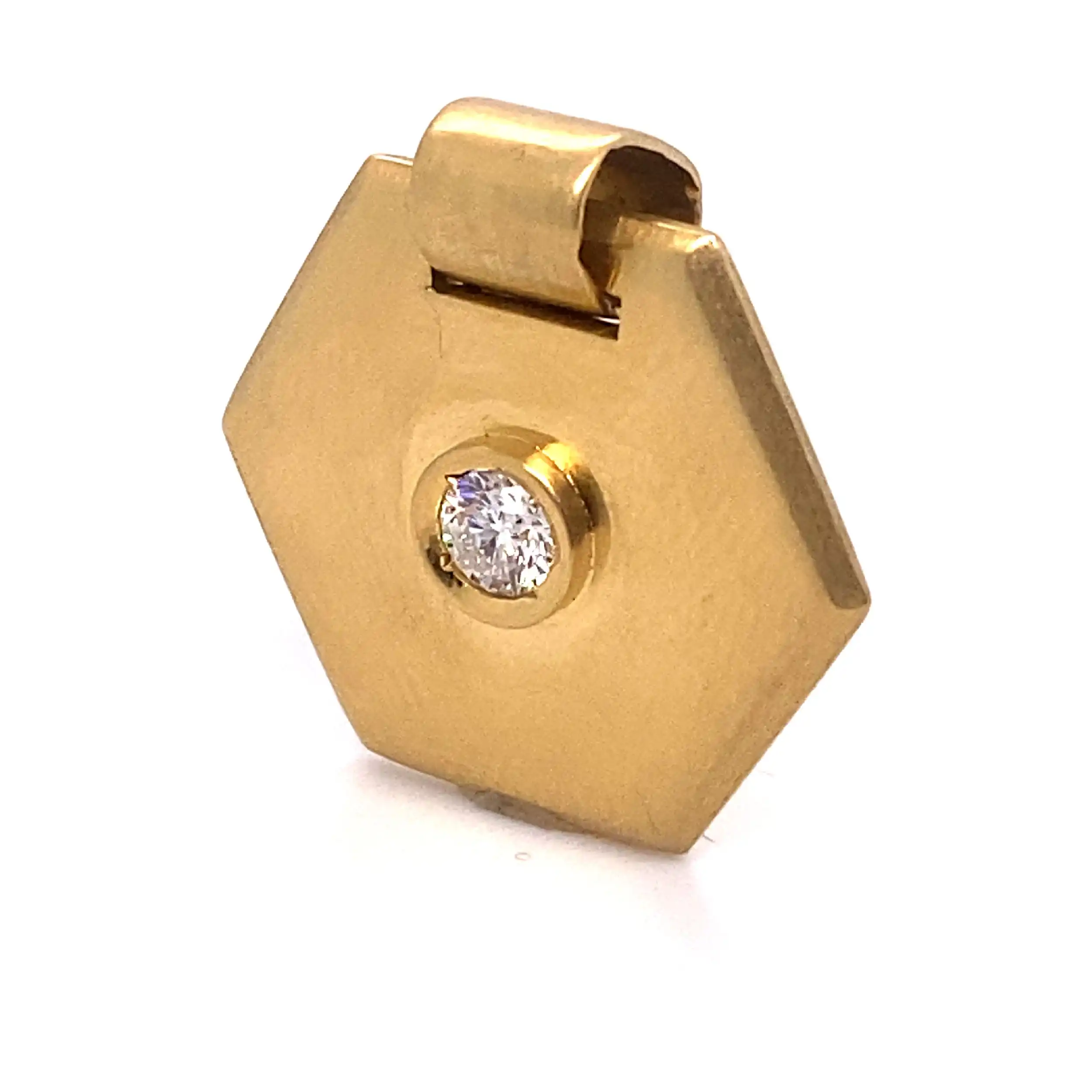 Anhänger Weißgold Hexagon mit Brillant Anhänger Weißgold Hexagon mit Brillant