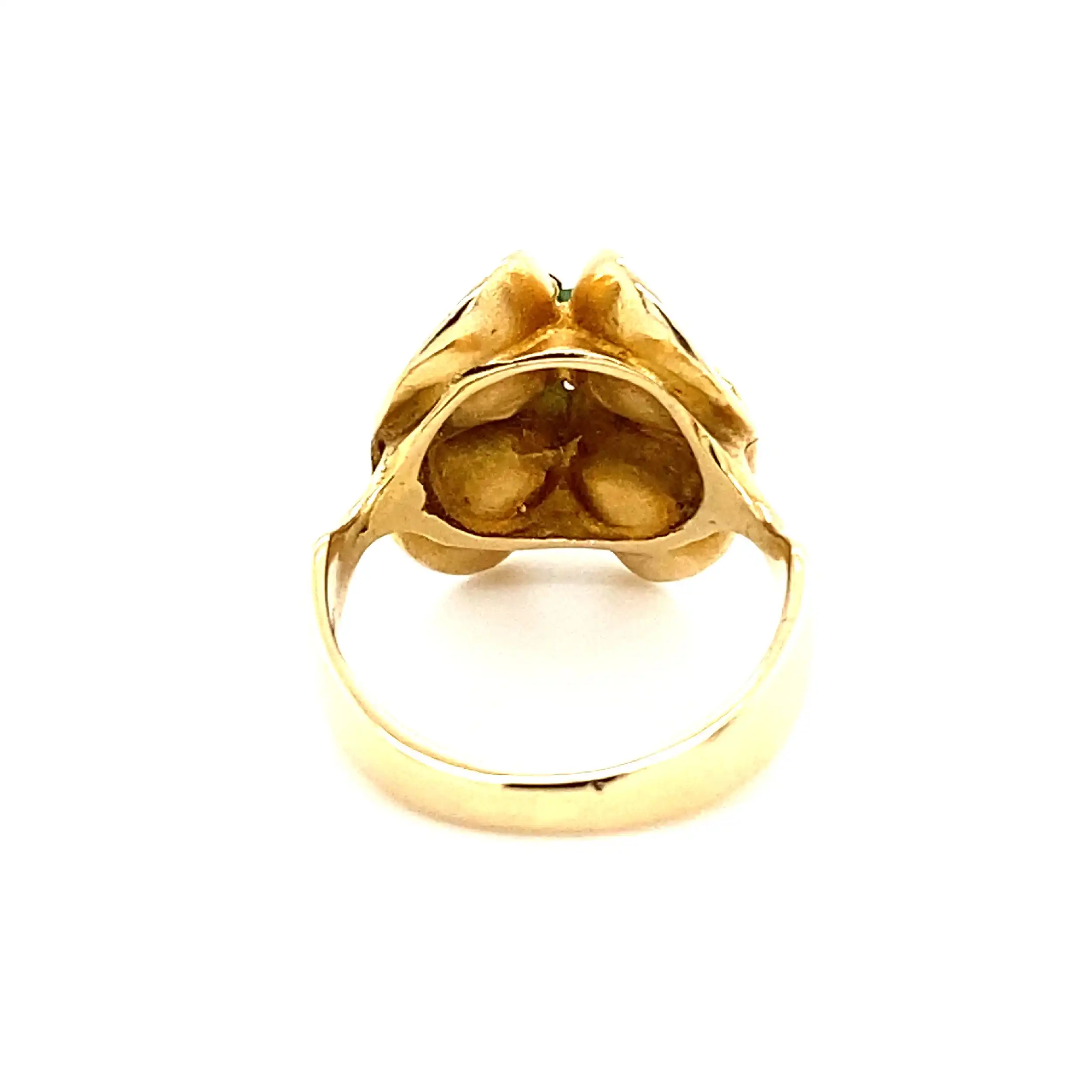 Ring Gelbgold mit Perlen & grünem Farbstein Ring Gelbgold mit Perlen & grünem Farbstein