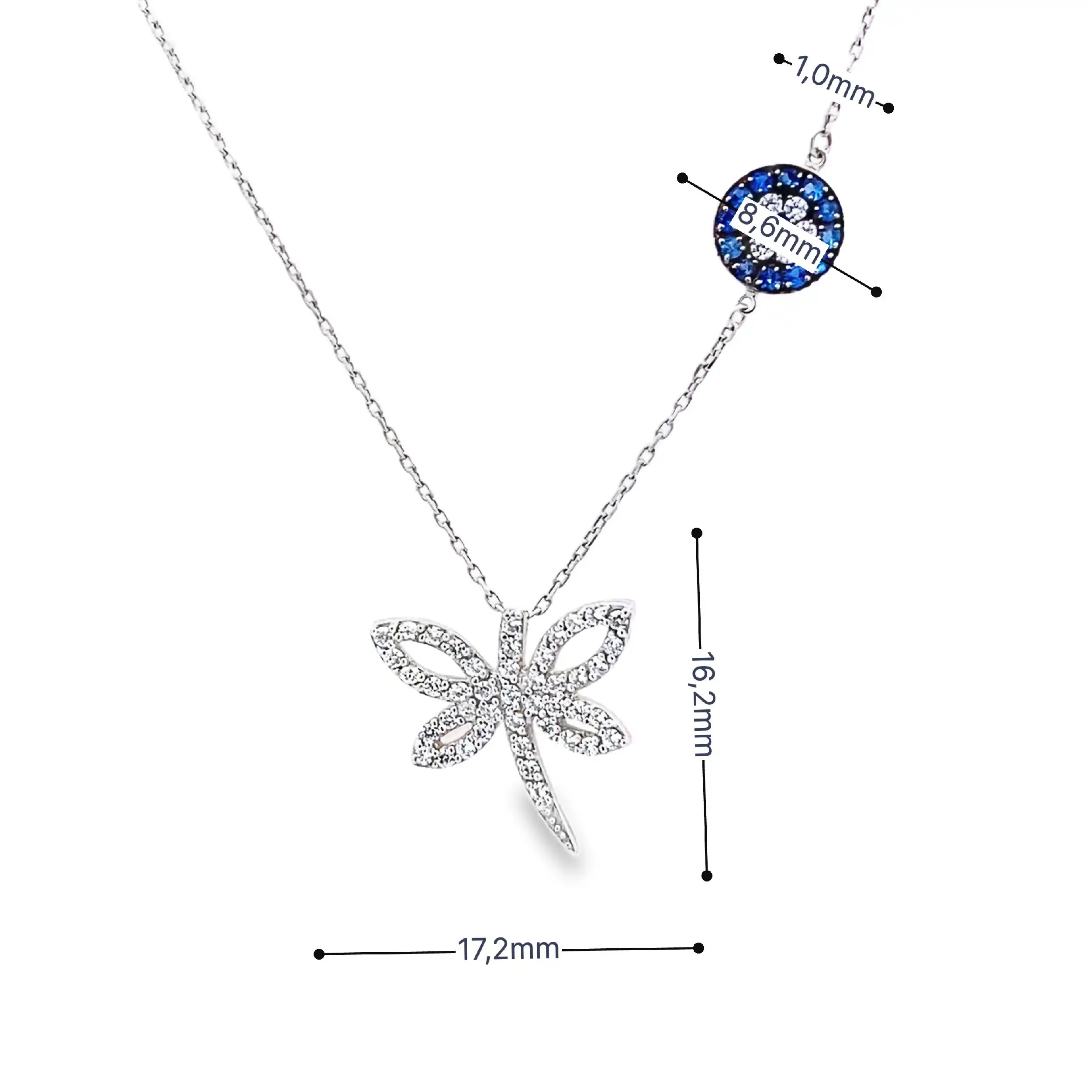 Kette Weißgold mit Anhänger Libelle mit Zirkonia