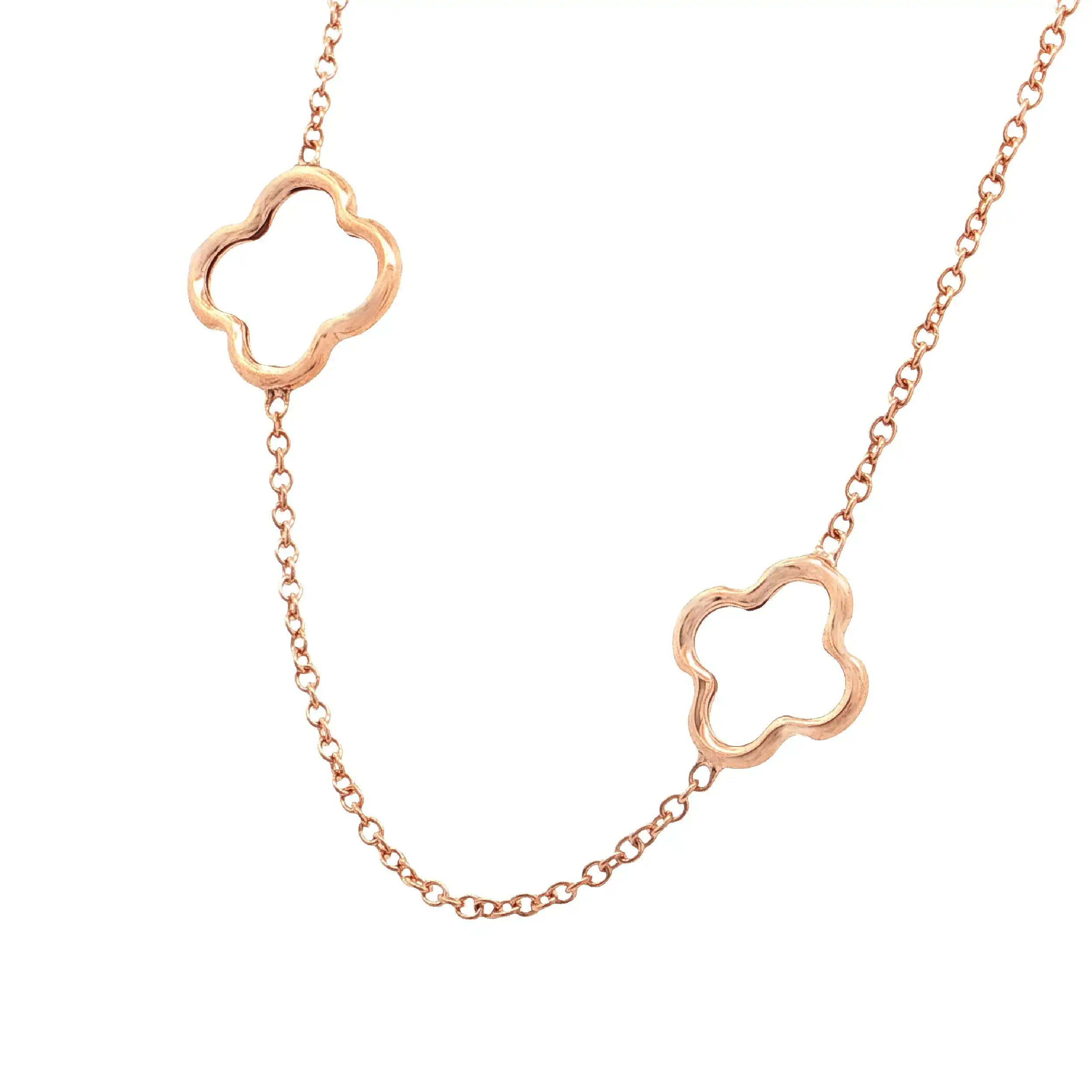 Ankercollier Roségold mit Blumenelementen