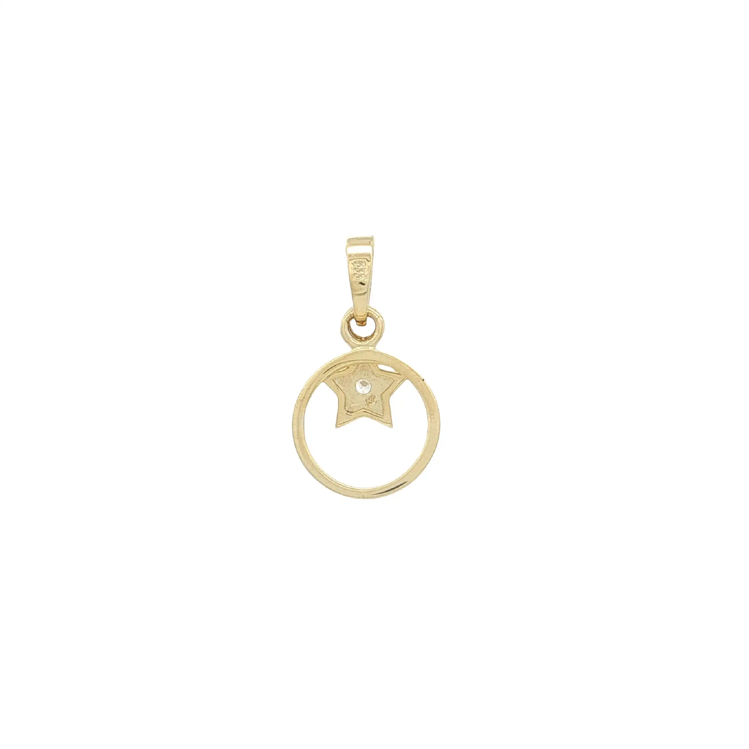 Anhänger Gelbgold Kreis mit Sternchen mit Zirkonia Anhänger Gelbgold Kreis mit Sternchen mit Zirkonia