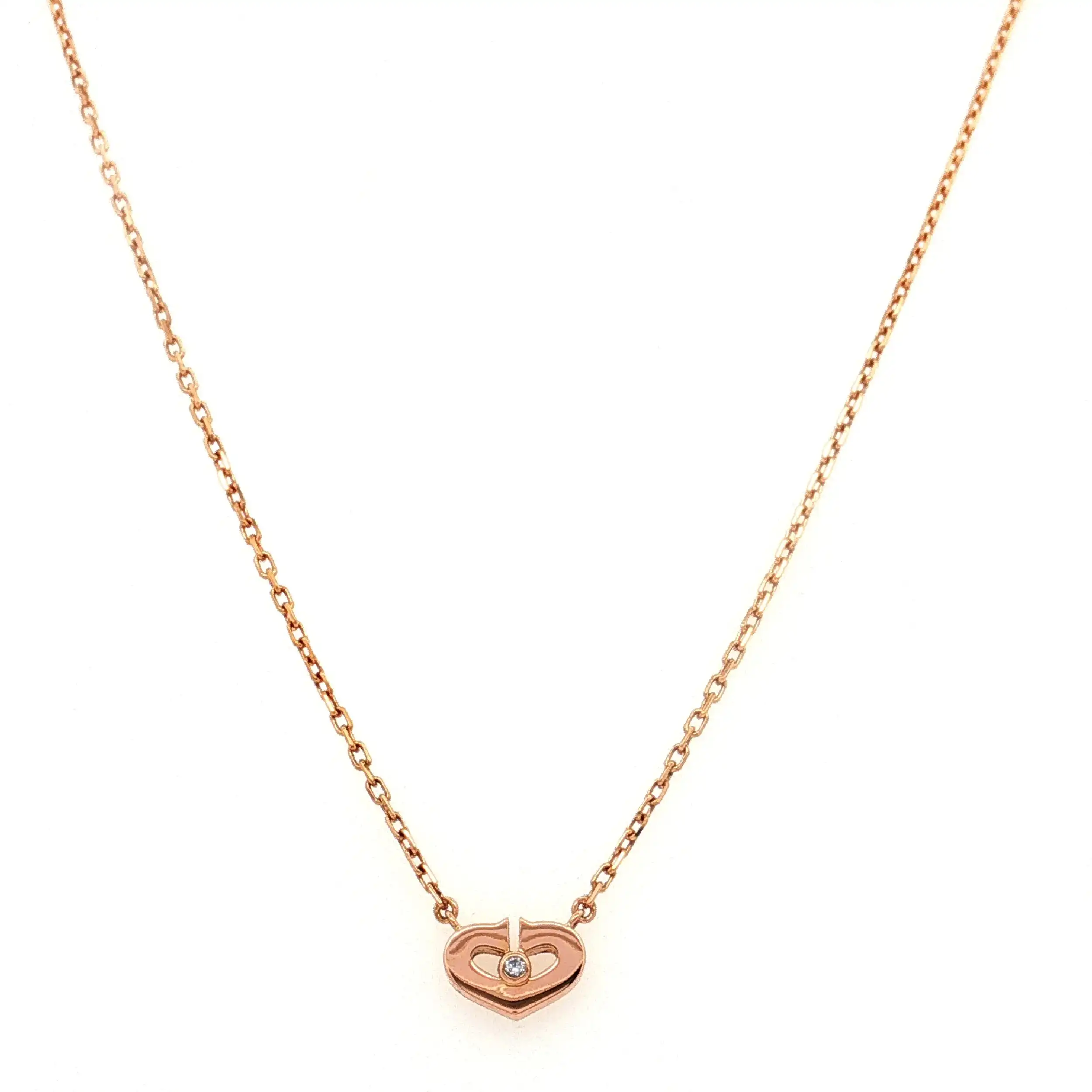 Collier Rotgold Cartier C-Heart mit Brillant Solitär Collier Rotgold Cartier C-Heart mit Brillant Solitär