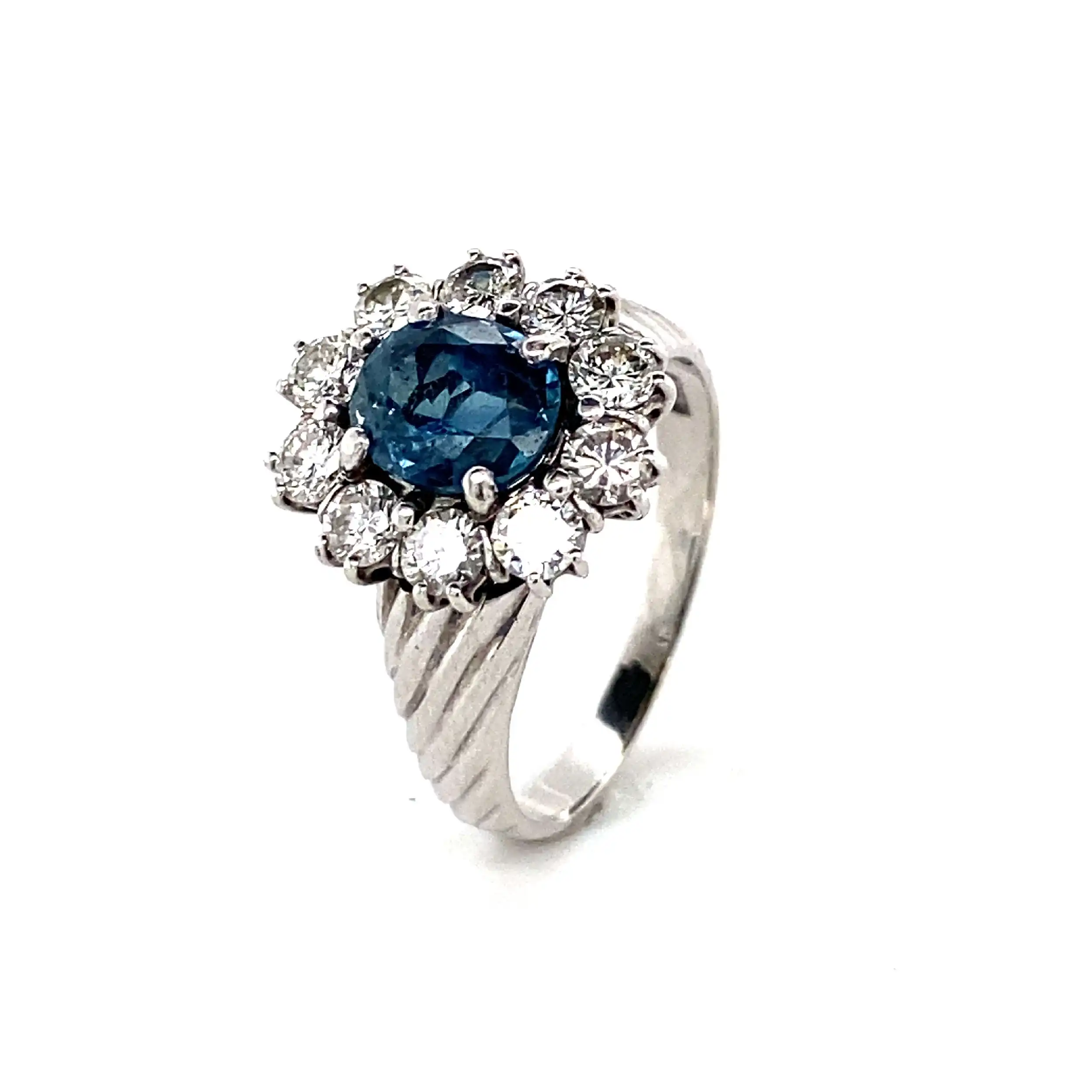 Ring Weißgold mit Saphir und Brillanten, mit Expertise von EPL