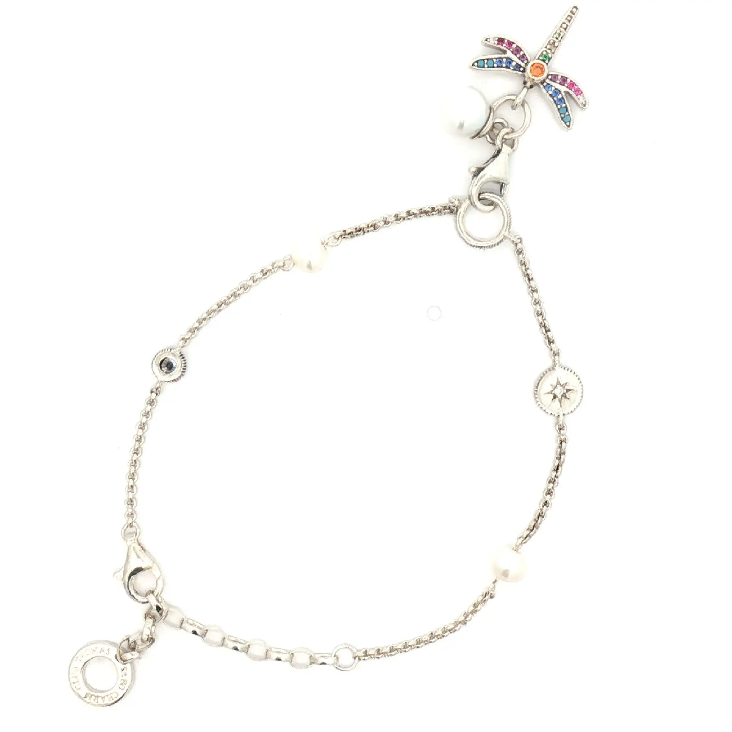Armband Silber mit Anhänger Farbsteinen, Perlen und Zirkonia Thomas Sabo