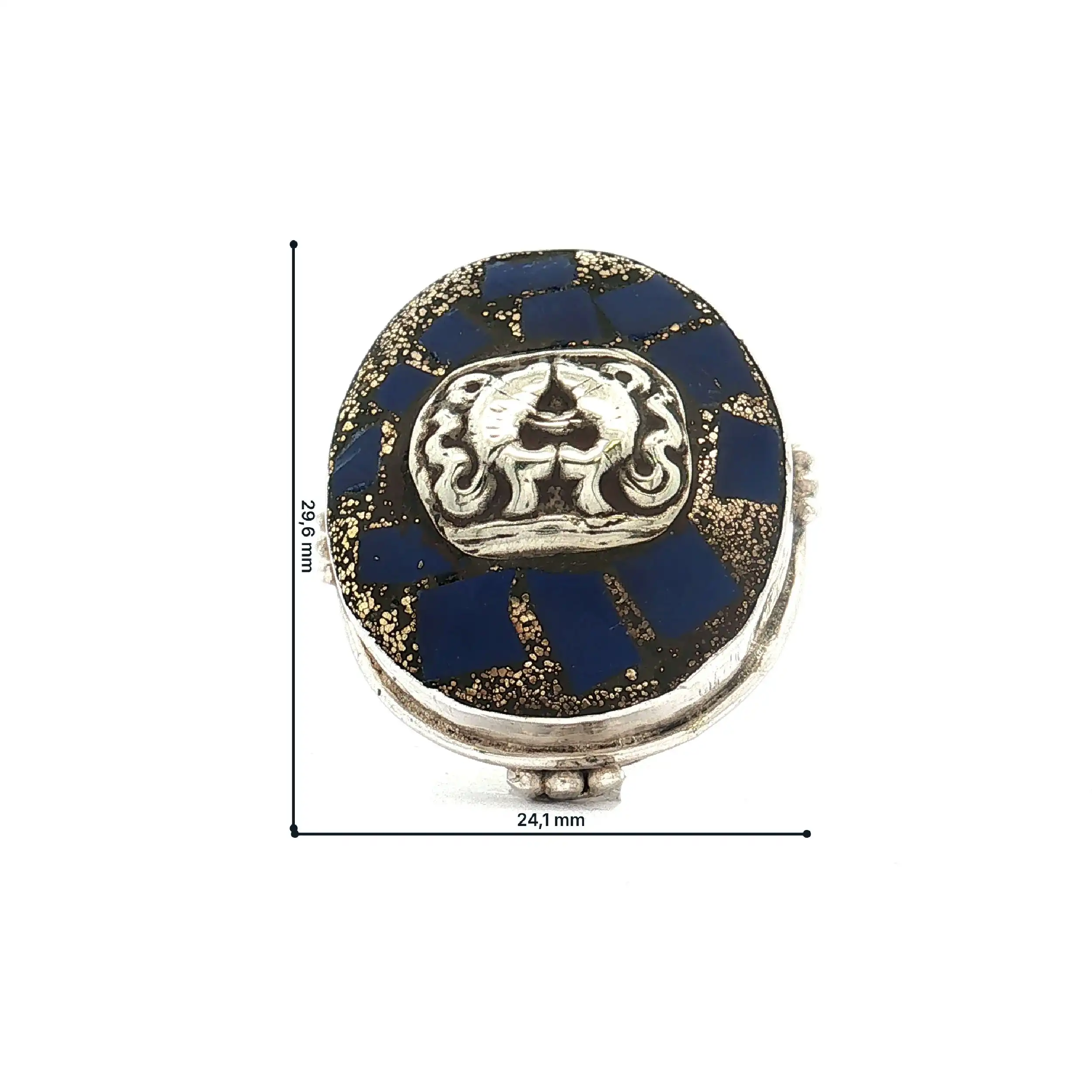 Ring Silber mit Fischemblem und blauen Steinen