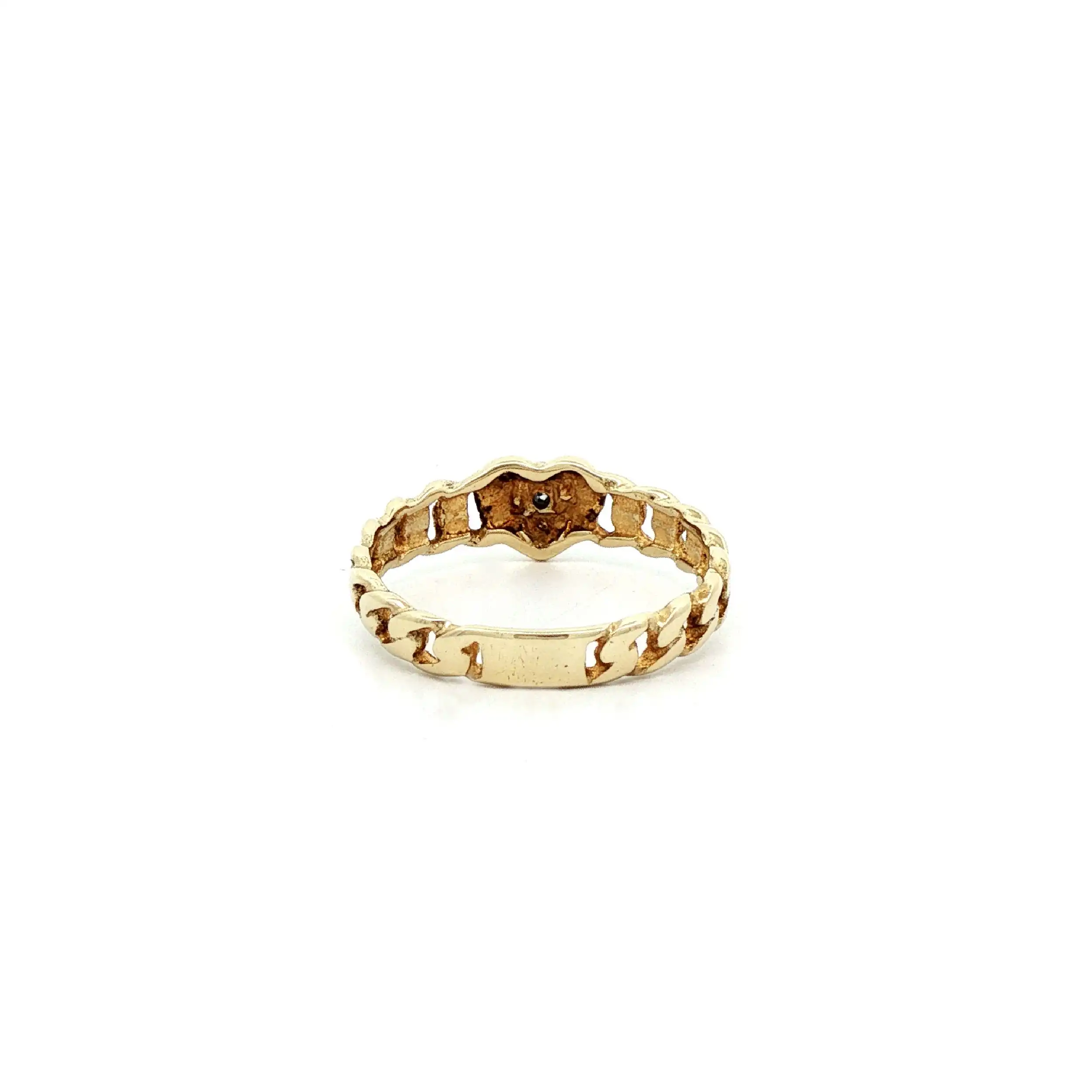 Ring Gelbgold Panzermuster "Herz" mit Diamantrose Ring Gelbgold Panzermuster "Herz" mit Diamantrose
