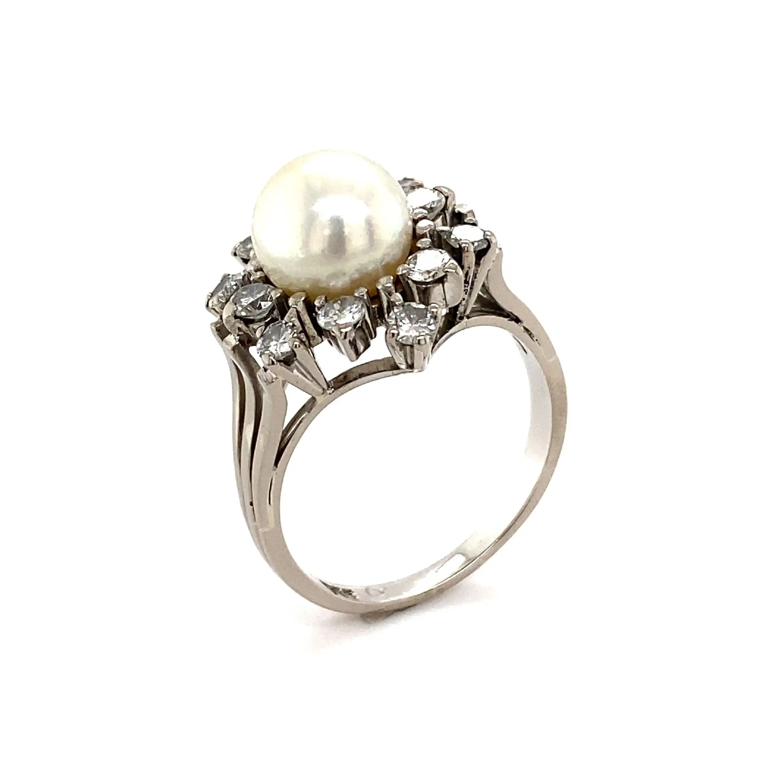 Ring Weißgold mit Perle & Brillanten Ring Weißgold mit Perle & Brillanten